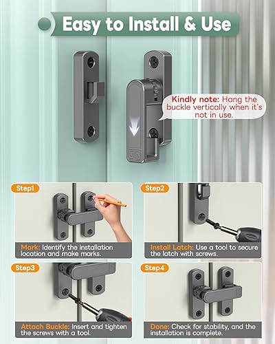 Miniatura 5 de Cerraduras ajustables para puerta de granero, pestillo de puerta corrediza de 90180 grados, pestillo de puerta de seguridad para el hogar para