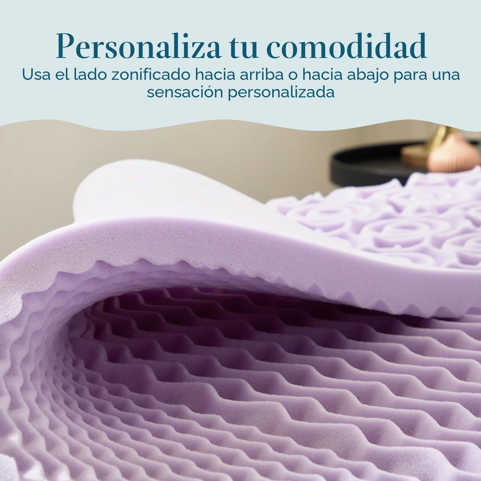 Lucid - Colchón de Espuma viscoelástica (5 Zonas, 5 cm), Morado Claro, Plein