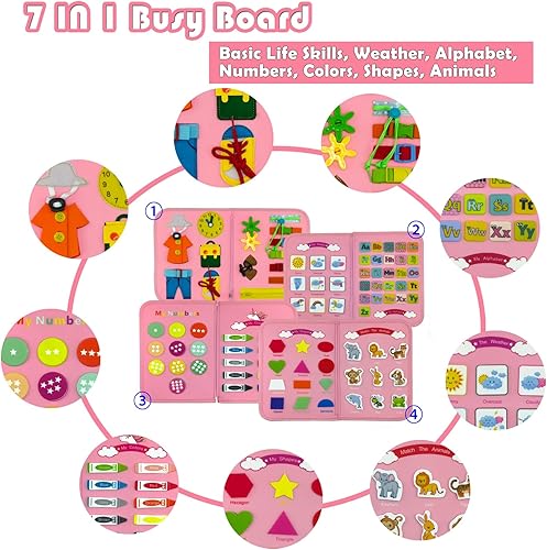 Miniatura 2 de IVYs.SZ Tabla de actividades para niños pequeños de 2 a 4 años, tabla Montessori de ocupación, libro de actividades para niños pequeños de 1 a 3