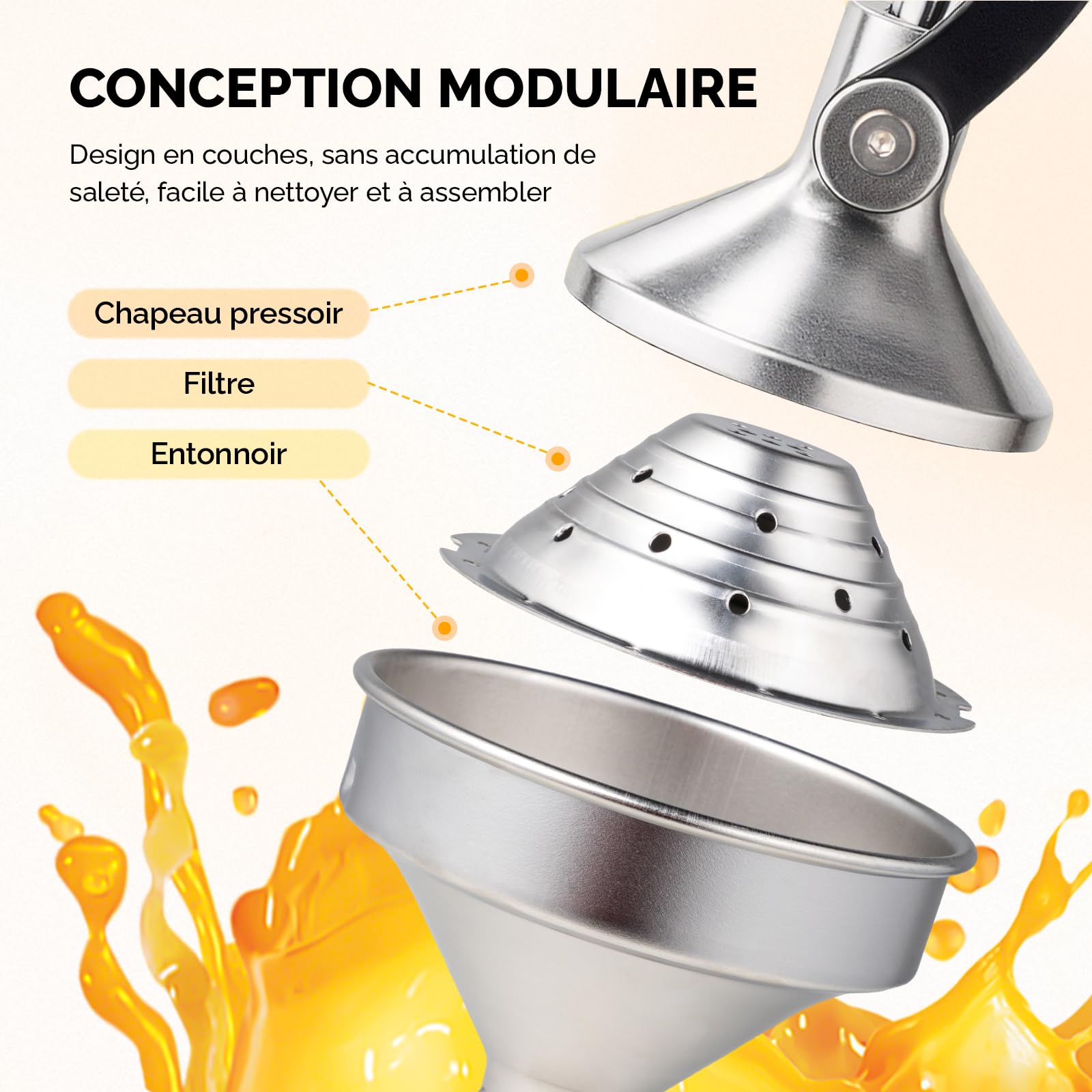 Bonnlo Presse Agrumes Manuel, presse fruit manuel, en Acier Inoxydable, Alimentaire Broyeur Jus, Orange Limon Citron Pommes Grenade, Noir