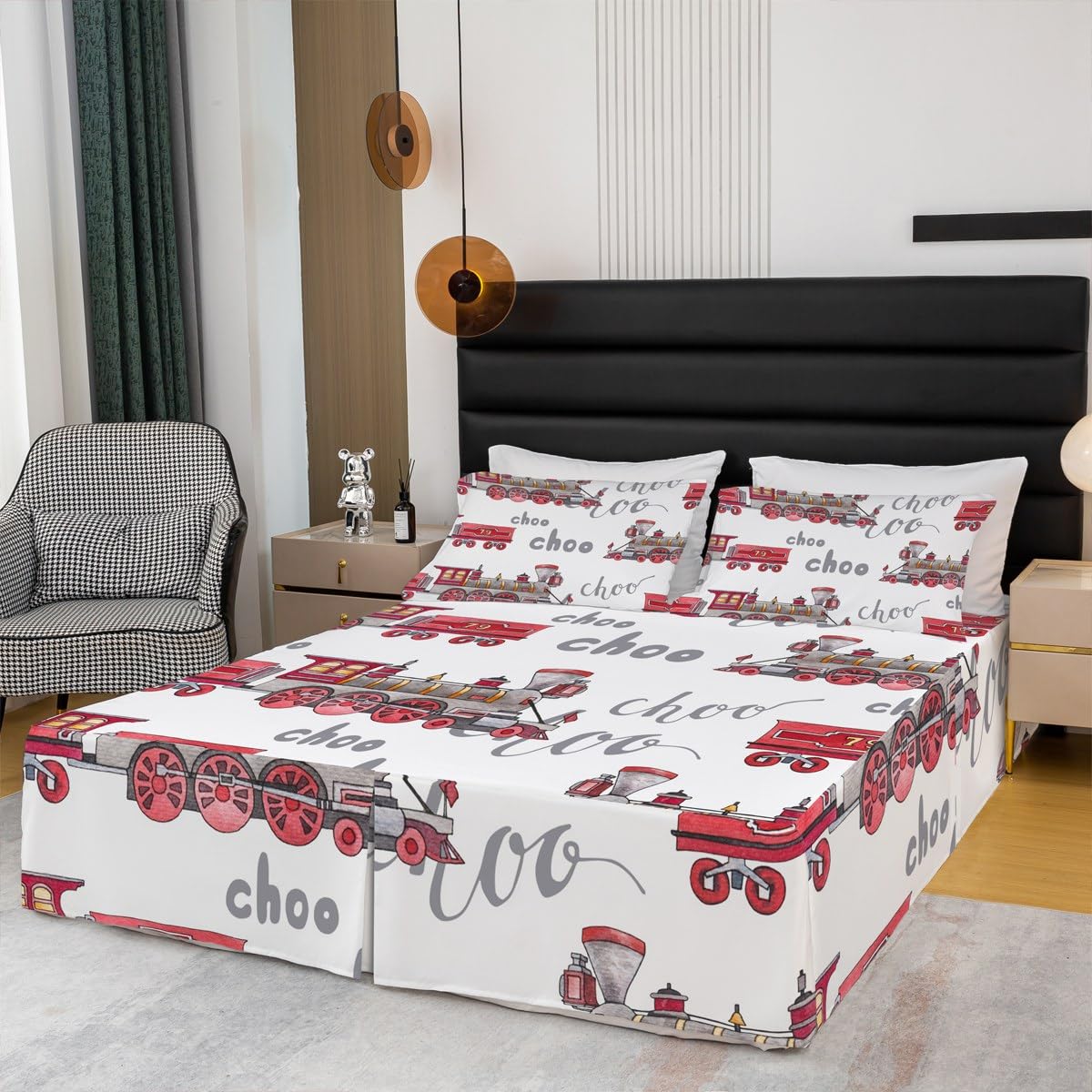 Dust Ruffle Train Microfiber Crib Sheet And Quilt 3-Piece Boys Crib Bedding Set - Choo ...