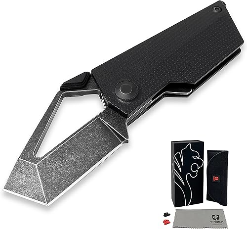 Tyger K7 EDC Cuchillo de bolsillo plegable Hoja de acero negra lavada a la piedra de 154CM Mango G-10 TG-KF9C2898