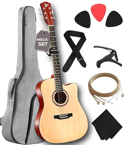 Acoustic Guitar Kit, 4/4 Full Size All Wood, 41" Natural, Premium Kit