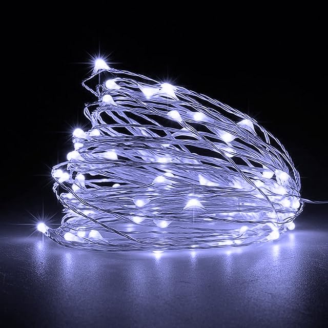 Jsdoin Fairy Lights, 4 PCS 50 LED Battery Operated String Lights Copper Wire Light for Indoor Outdoor Lighting, Bedroom, Wedding Decor, Party, Christmas, Tree Decoration(5M/16ft 50Pcs/Cool White)