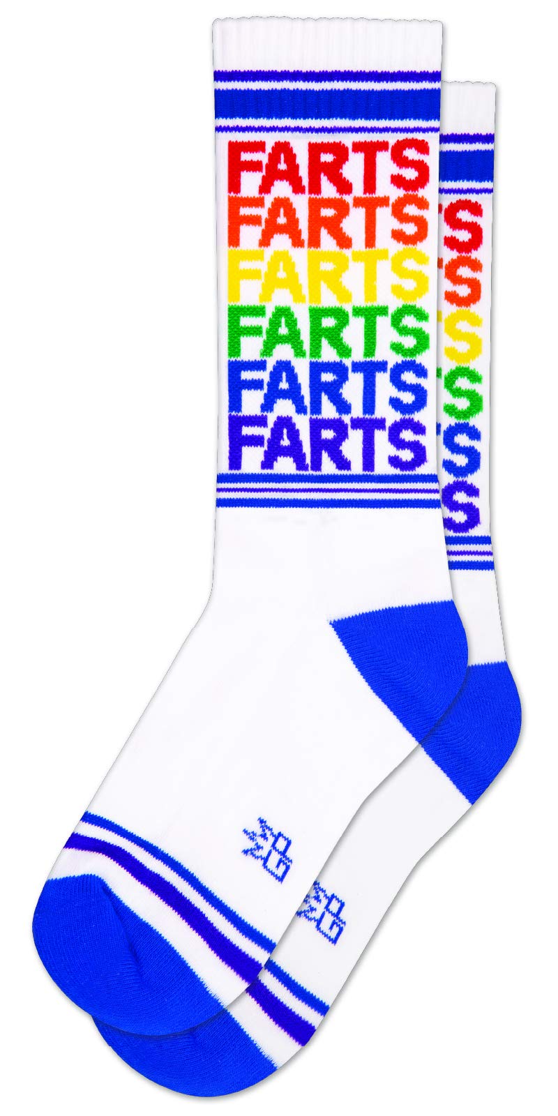 FART Rainbow Ribbed Unisex Novelty Gym Crew Socks ( Made in the USA )