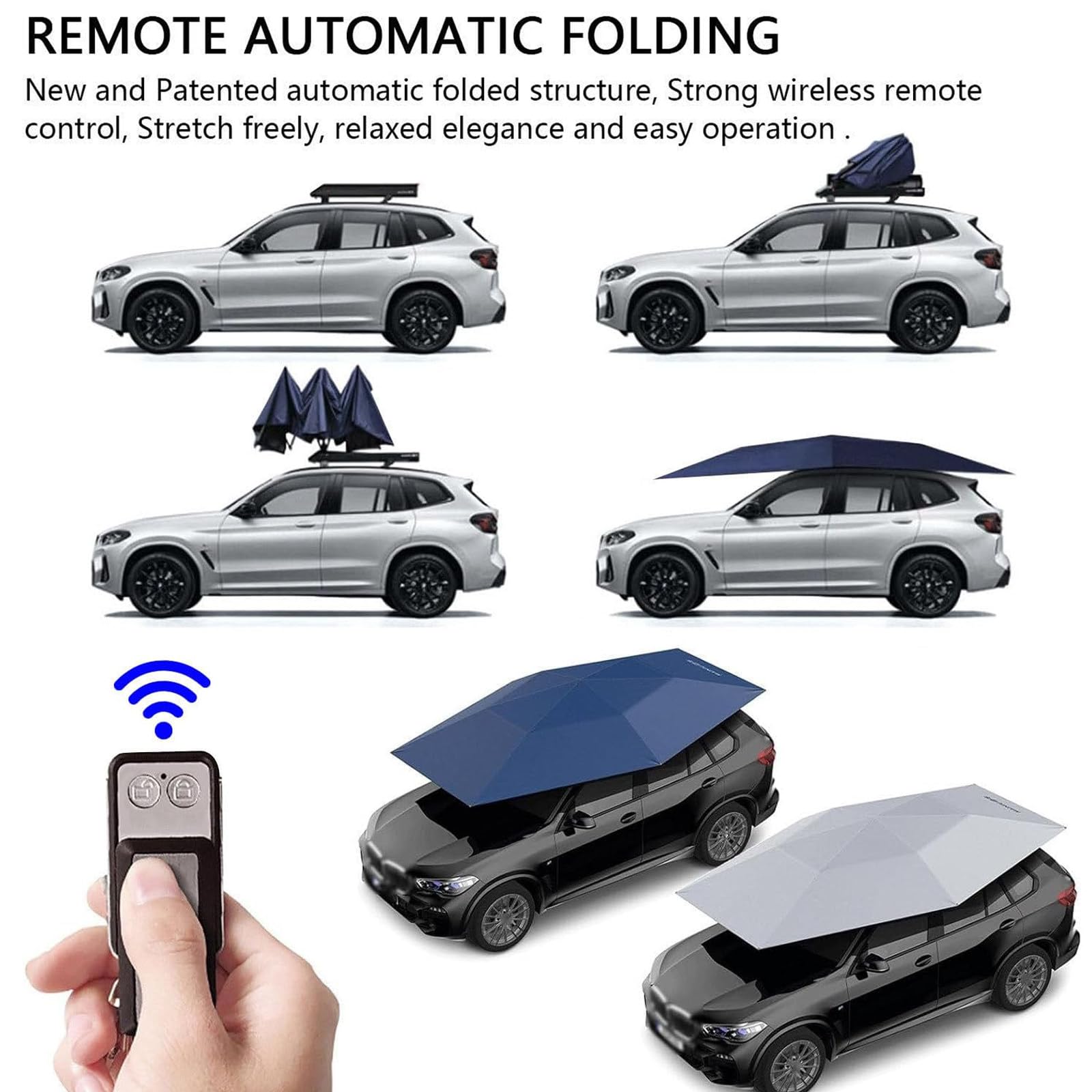 Tienda De CampañA Para Techo De Coche | Tienda De CampañA Plegable Para Coche | Cochera MóVil De La Tienda Del Coche De Los 380x270cm 5000mah | Con La Barra Del Equipaje/Control Remoto,Blue