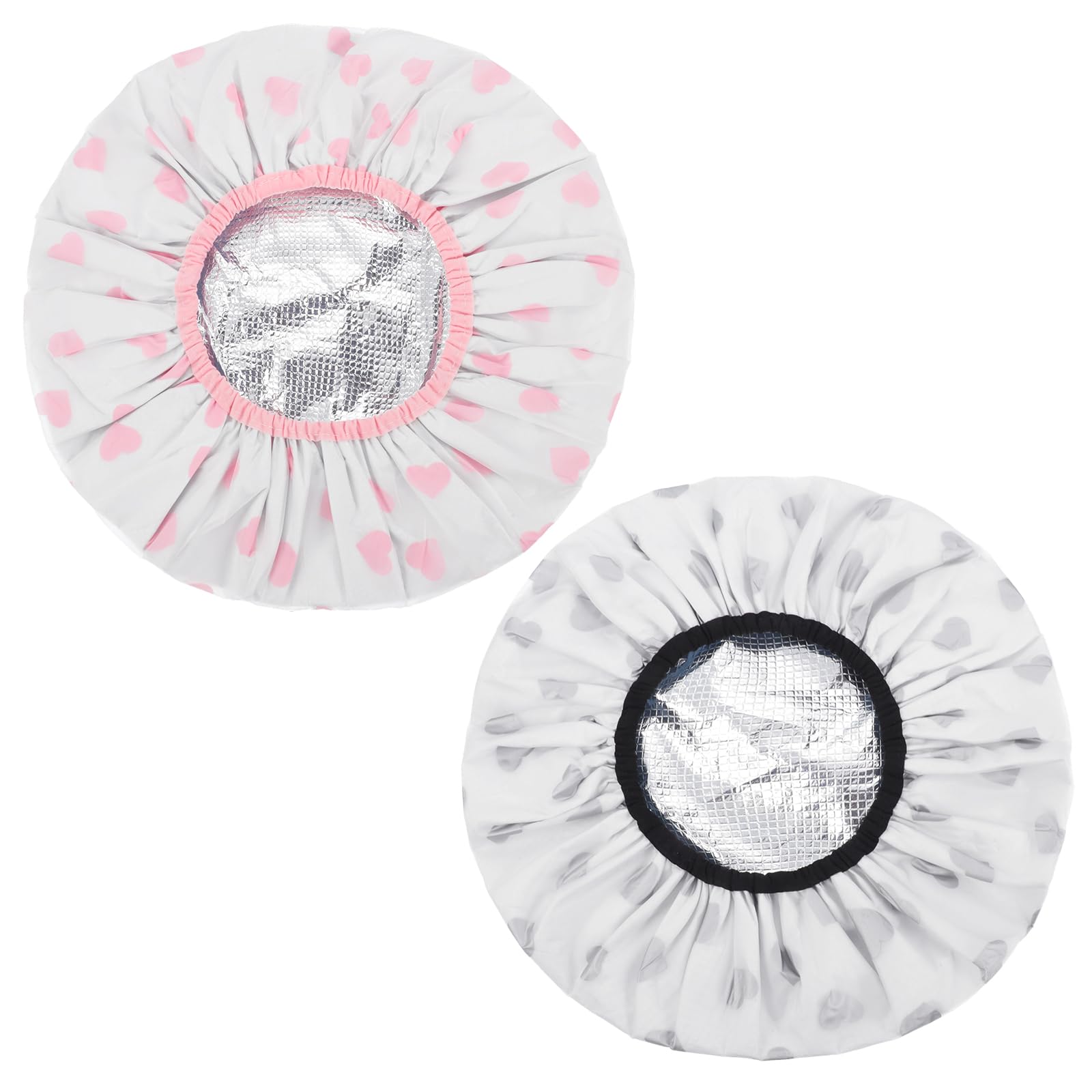 2 Pcs Deep Conditioning Hair Cap, Double Layer Heat Cap Steam Cap Processing Caps Shower Cap for Natural Hair Deep Conditioning