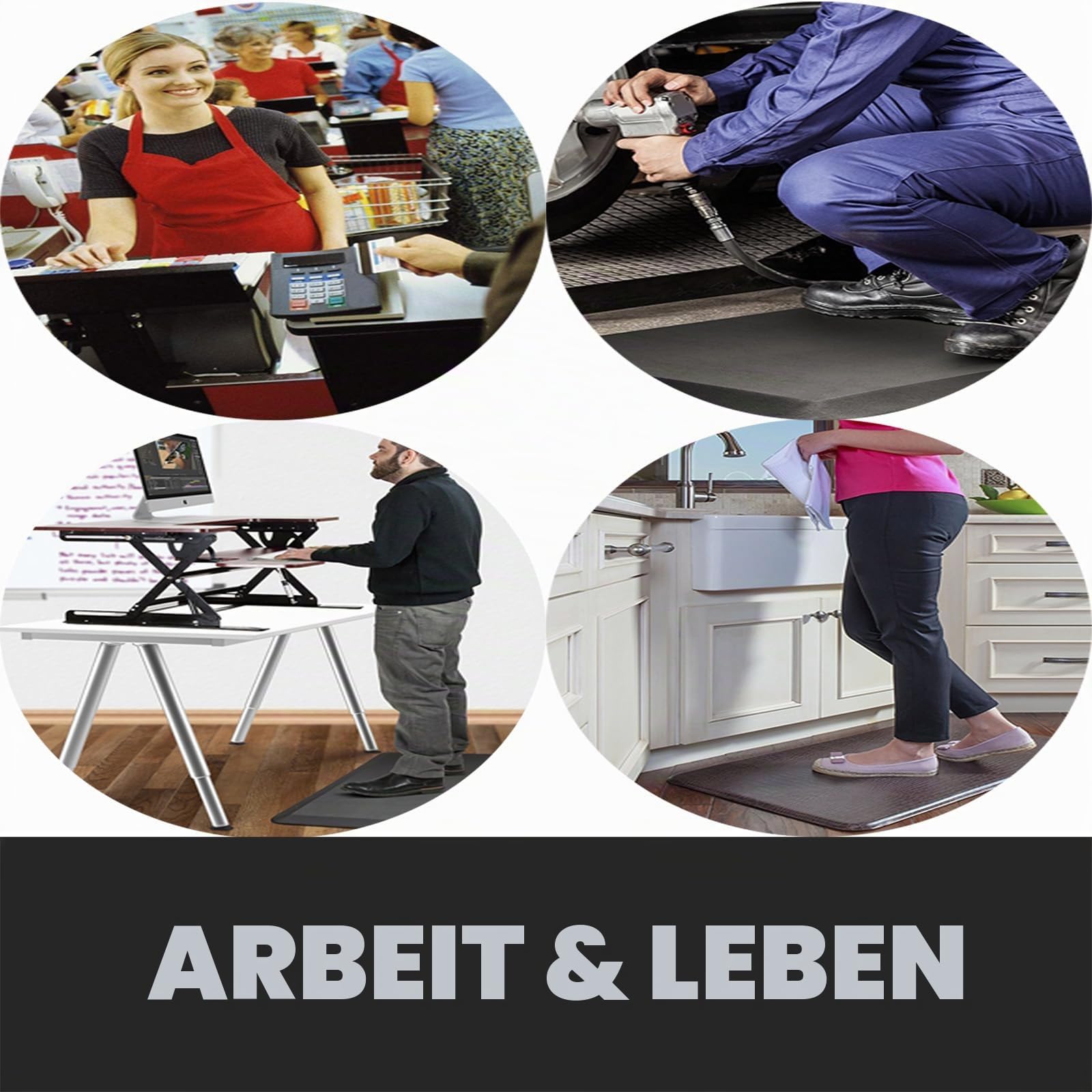 2,5 cm Extra Dicke Anti-Ermüdungsmatte (75 × 50 cm) – Komfort-Matte für Küche, Büro, Werkstatt oder vor dem Spülbecken – Ergonomisch & Gelenkschonend – Aus hochdichtem 140D PU-Schaum – Schwarz