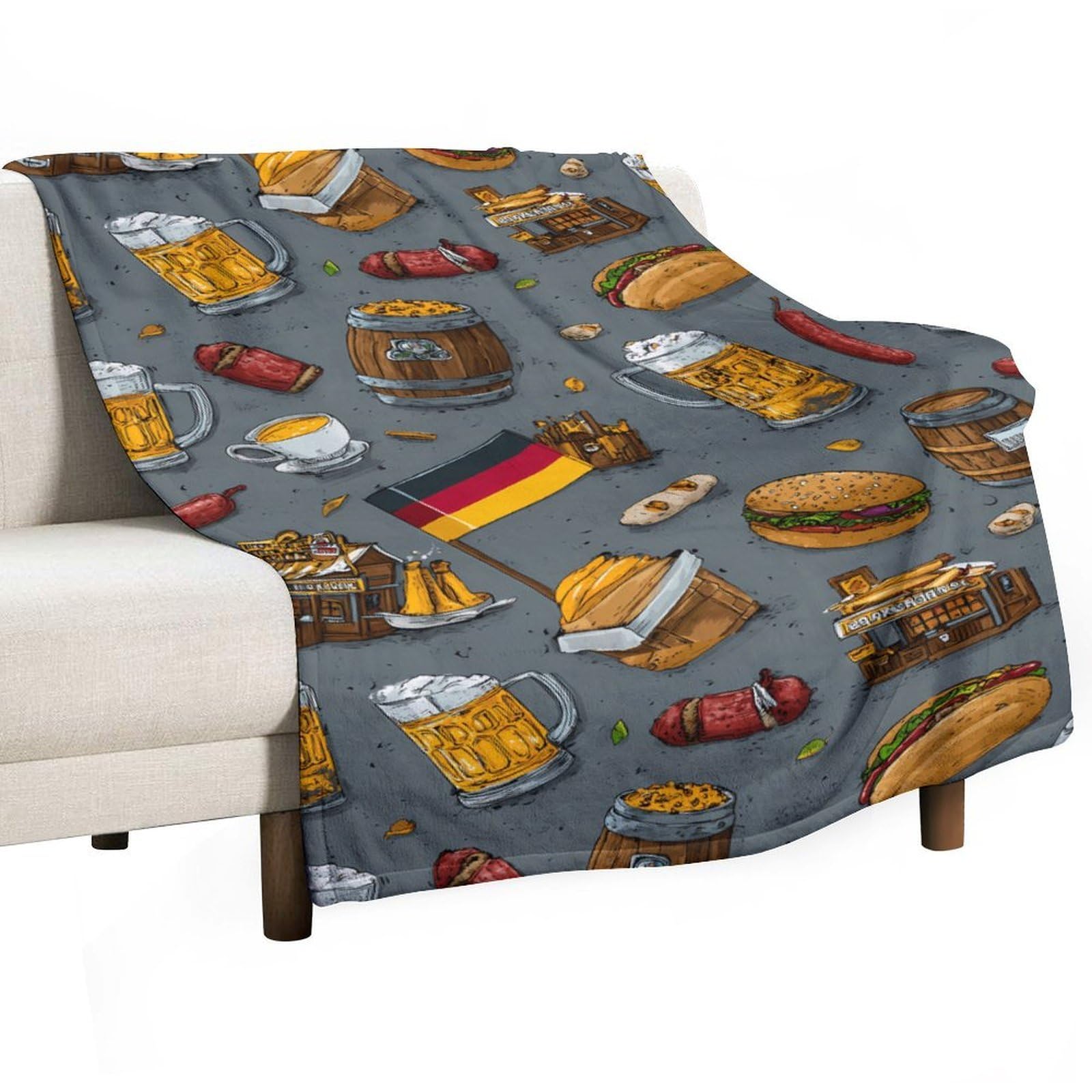 Cgsbngha Style Germany Flag Beer German Food Flannel Fleece Blanket Lightweight Soft Throw Blankets For Sofa Couch Bed Chair