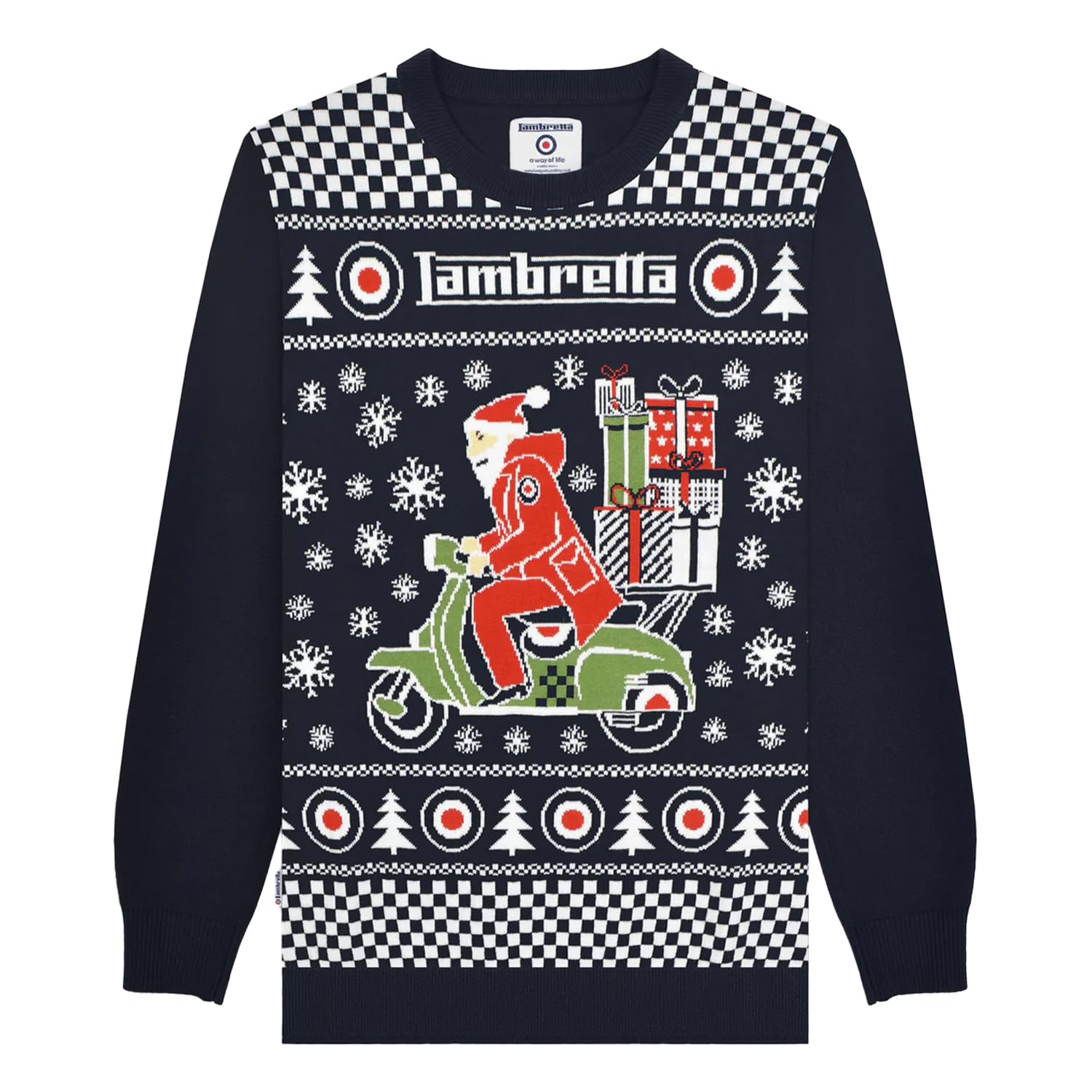 Lambretta Mens Scooter Christmas Jumper Festive Sweater Scooter - Navy - XL