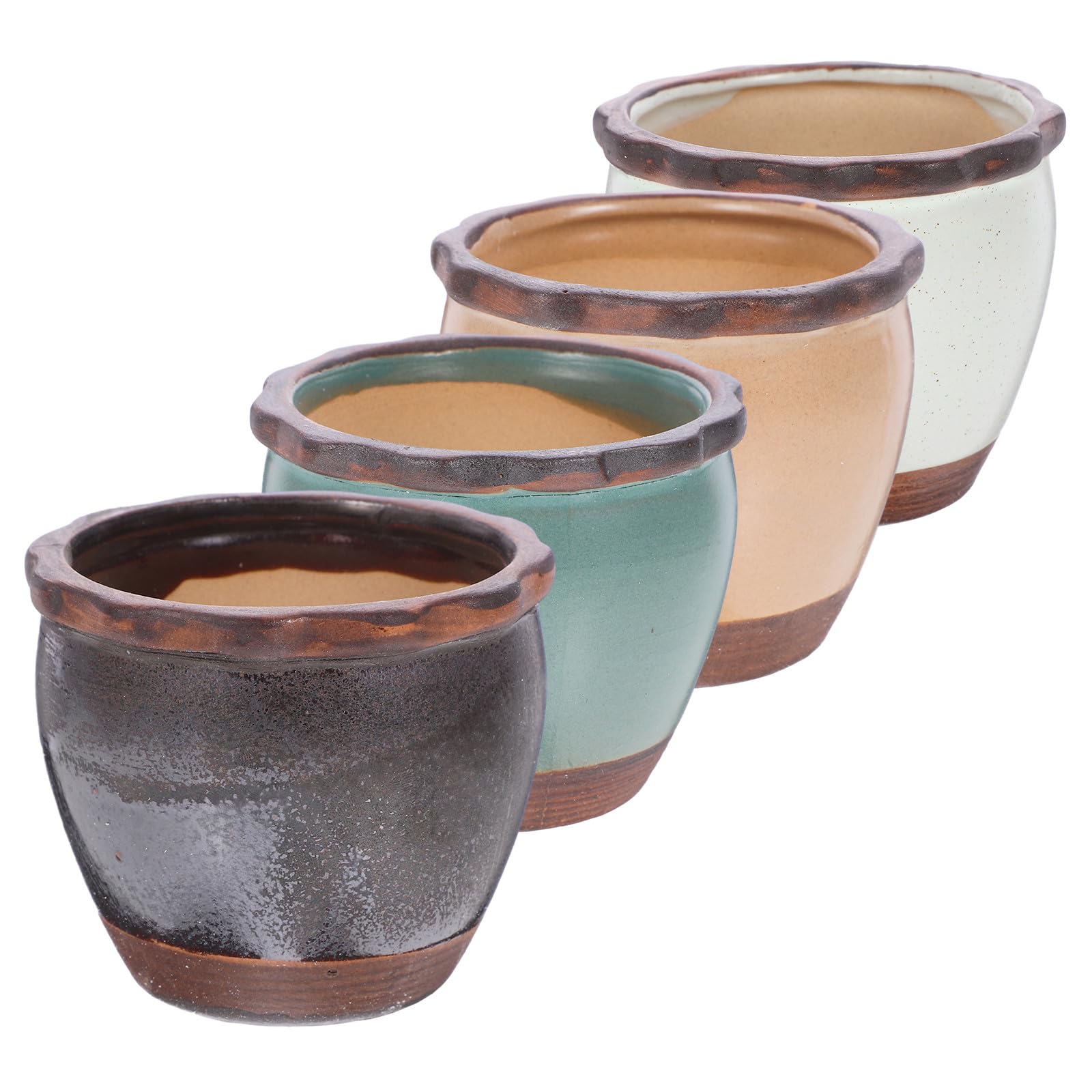 Pots de fleurs pour décoration intérieur | Set de 4 céramiques blanches