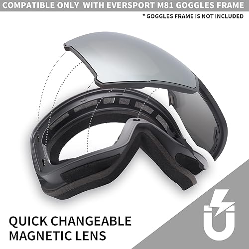 Miniatura 8 de EverSport M81 Gafas de esquí Pro, gafas de nieve magnéticas para snowboard para mujeres y hombres, protección UV