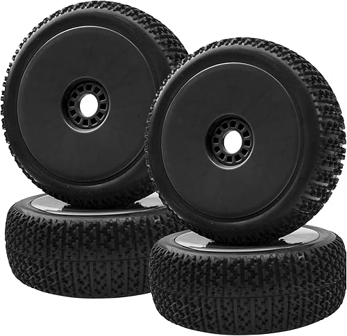 ShareGoo OD 4.52 pulgadas 18 RC Buggy neumáticos de goma con llanta de plástico hexagonal de 0.669 in compatible con Arrma Kyosho Exceed RC Traxxas