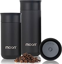 Moon 360° Insulated Travel Mugs, Leak Proof Reusable Coffee Cups - Pro Version for Performance & Easy Clean - Leakproof Flask for Hot & Cold Drinks - Fits Car Cup Holders, UK Company (380ml, Black)