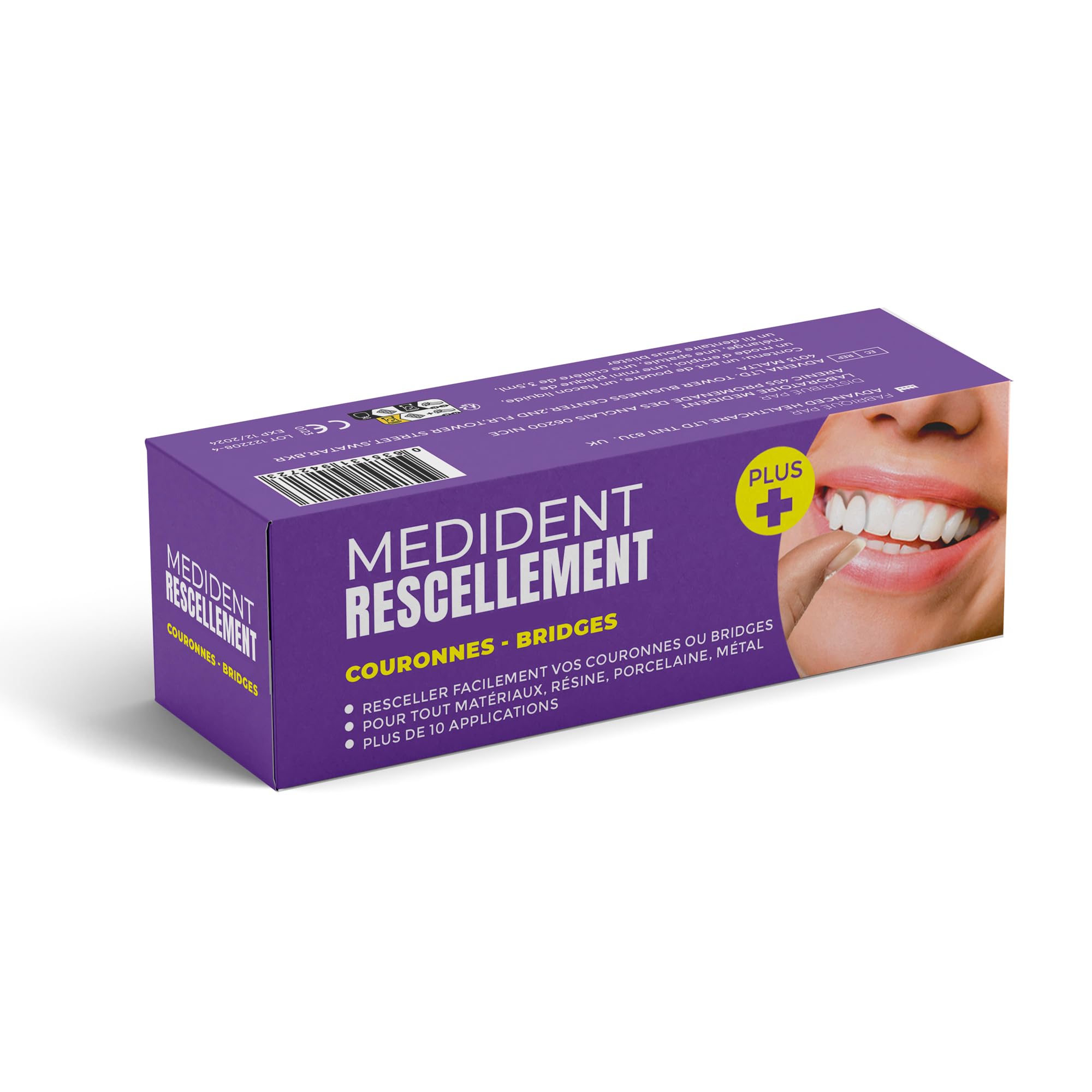 MEDIDENT RESCELLEMENT PLUS-Recommandé pour une fixation et adhésion maximale des couronnes et bridges dentaires.Adhérence renforcée