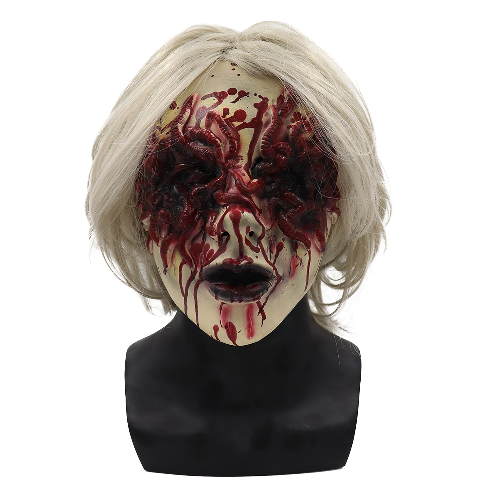 TINGSINGGhostface Mask Halloween Decorations, Full Head Halloween Masks, Scary Mask Halloween Costumes for Women, Latex Mask