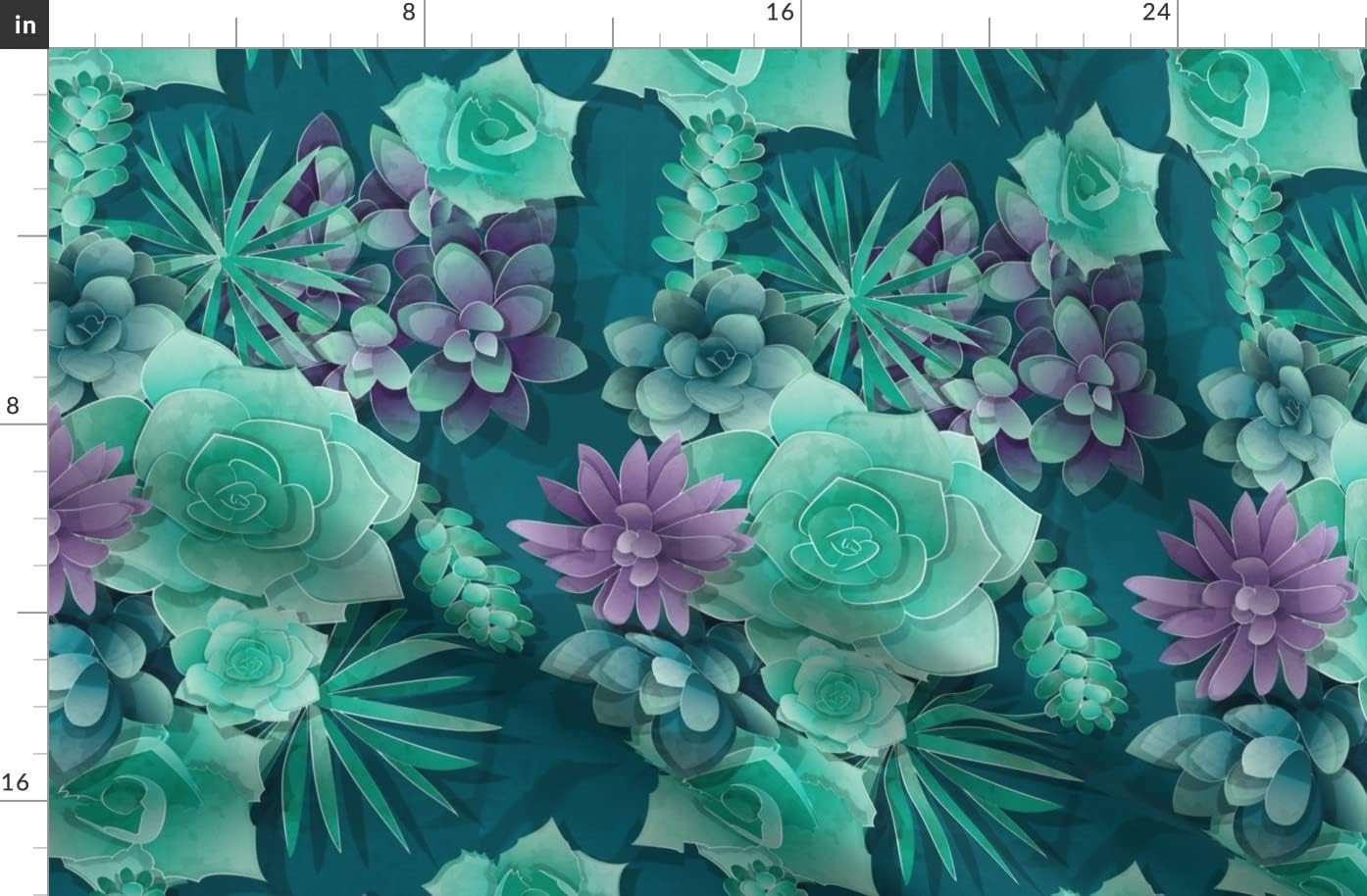 Spoonflower Fabric - Succulent Love Scale Green Purple Succulents Cactus Plant Natural Printed on Organic Cotton Sateen Fabric by The Yard - Sewing Quilting Apparel Home Decor