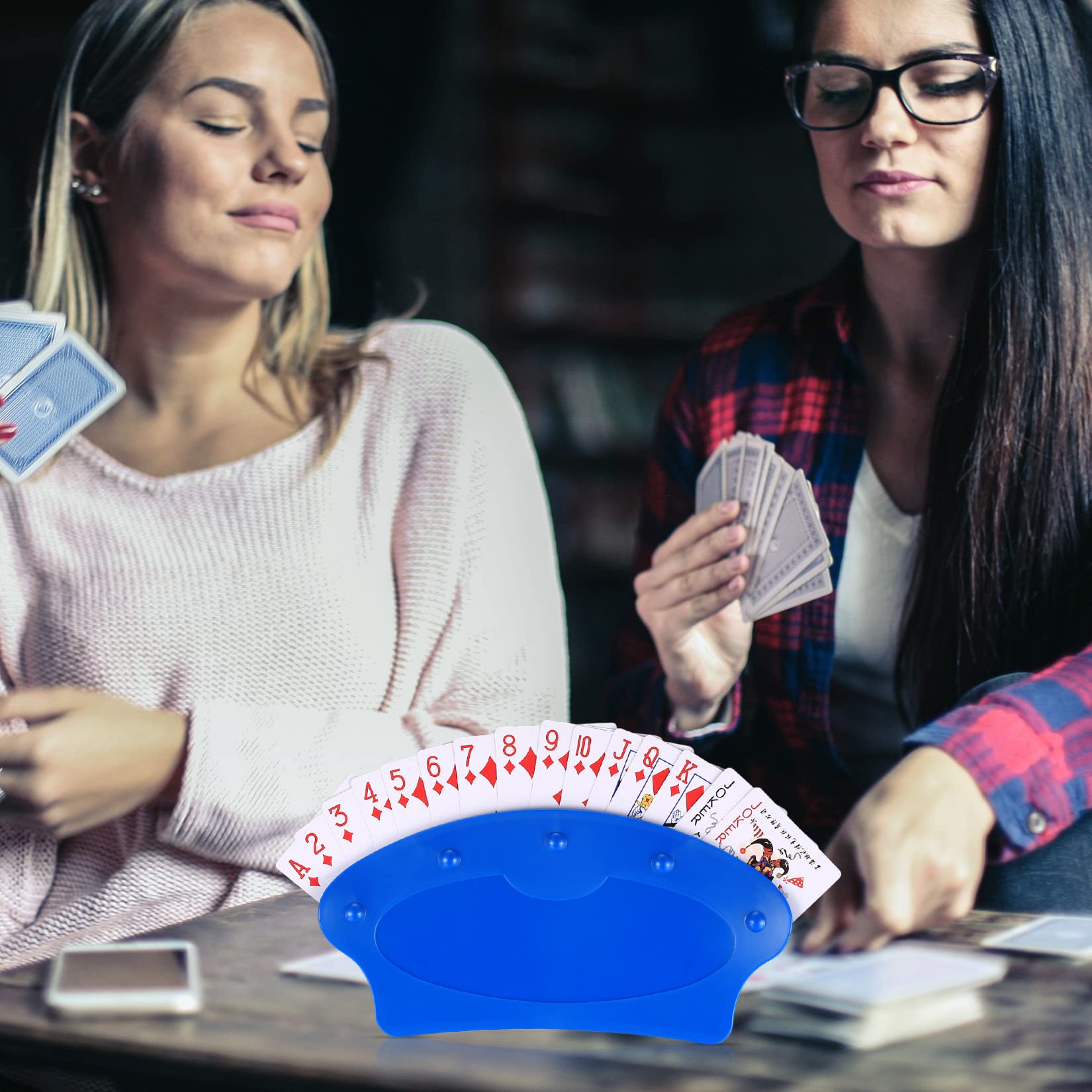 2 Piezas Soporte para Naipes, Sujeta de Juego de Naipes Manos Libres, Soporte para Juego de Cartas Plastic para Niños Adultos Personas Mayores