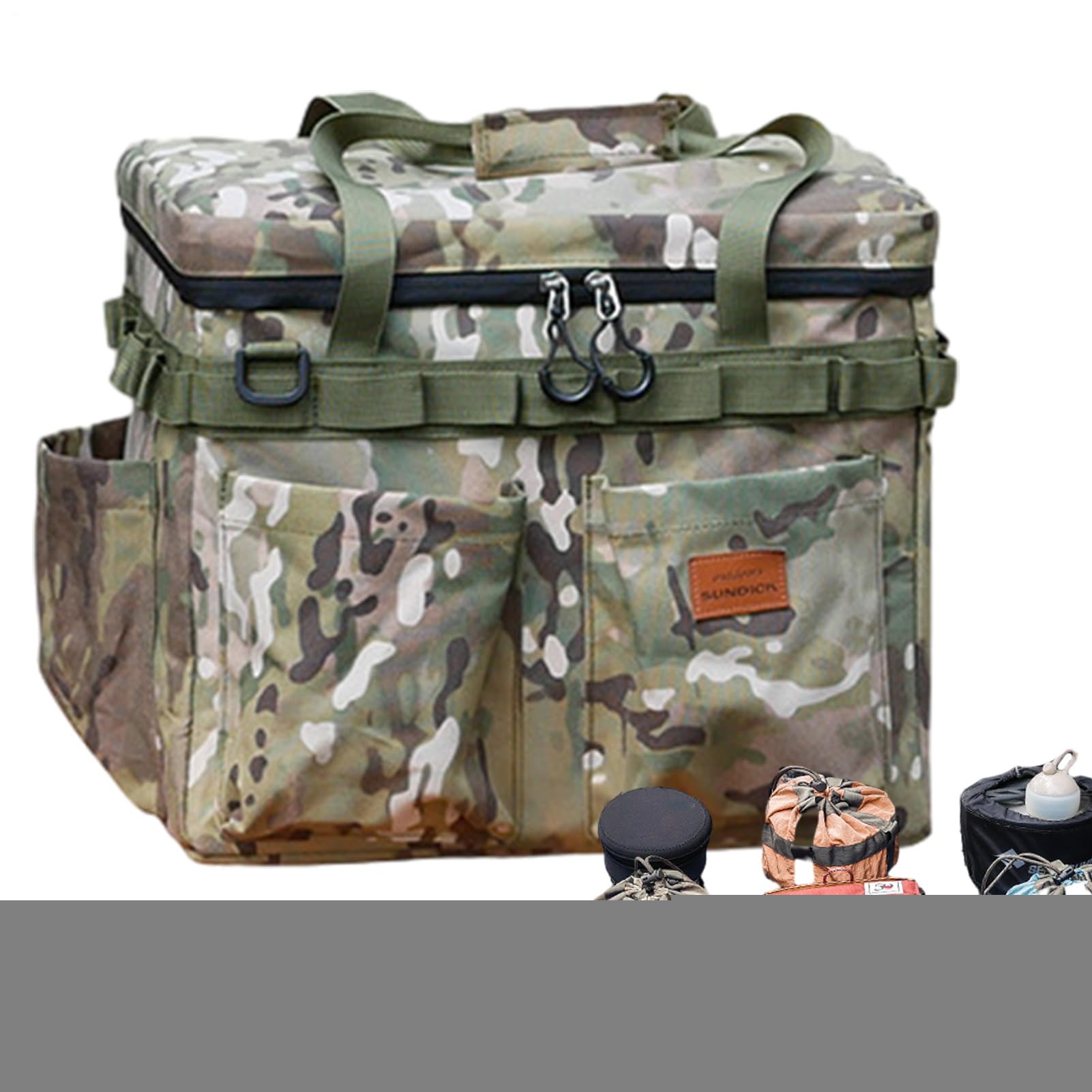 Almacenamiento de Camping Impermeable Portátil Gran Capacidad | Bolsa Almacenamiento Exterior con Ganchos Para Viaje Picnic Herramientas Equipo y Vajilla