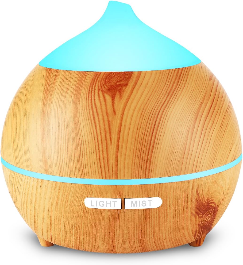 Aromatherapy Essential Oil Diffuser, Avaspot 250ml Wood Grain Ultrasonic Aroma Diffuser Cool Mist Humidifier with Auto Shut Off, 7 LED Colors and Adjustable Mist Mode for Yoga, Office, Bedroom