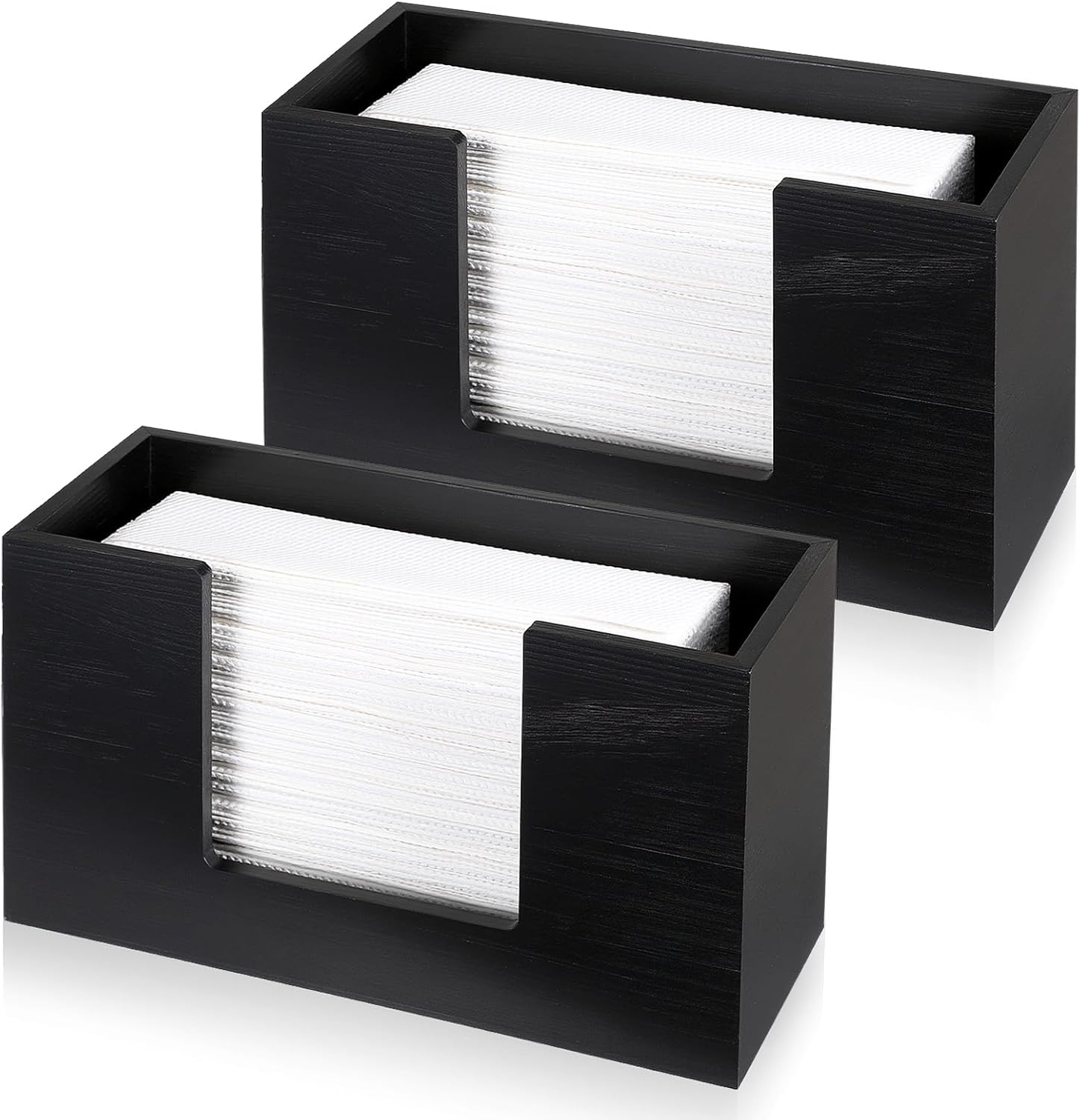 2 Pack Paper Towel Dispenser Black Napkin Dispenser Countertop Wooden Bathroom Paper Towel Holder Multifold C-Fold Z-Fold Trifold Hand Dispensers for Kitchen Toilet Tabletop Car Office Restaurant - Image 8