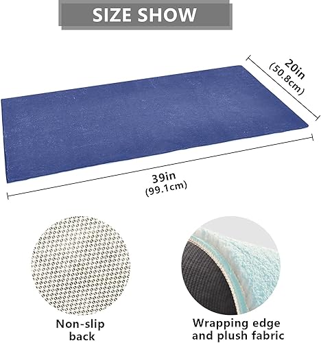 Miniatura 3 de Joisal Alfombra de baño absorbente azul mineral oscuro, cómoda alfombra de baño antideslizante, duradera y suave, 39 x 20 pulgadas