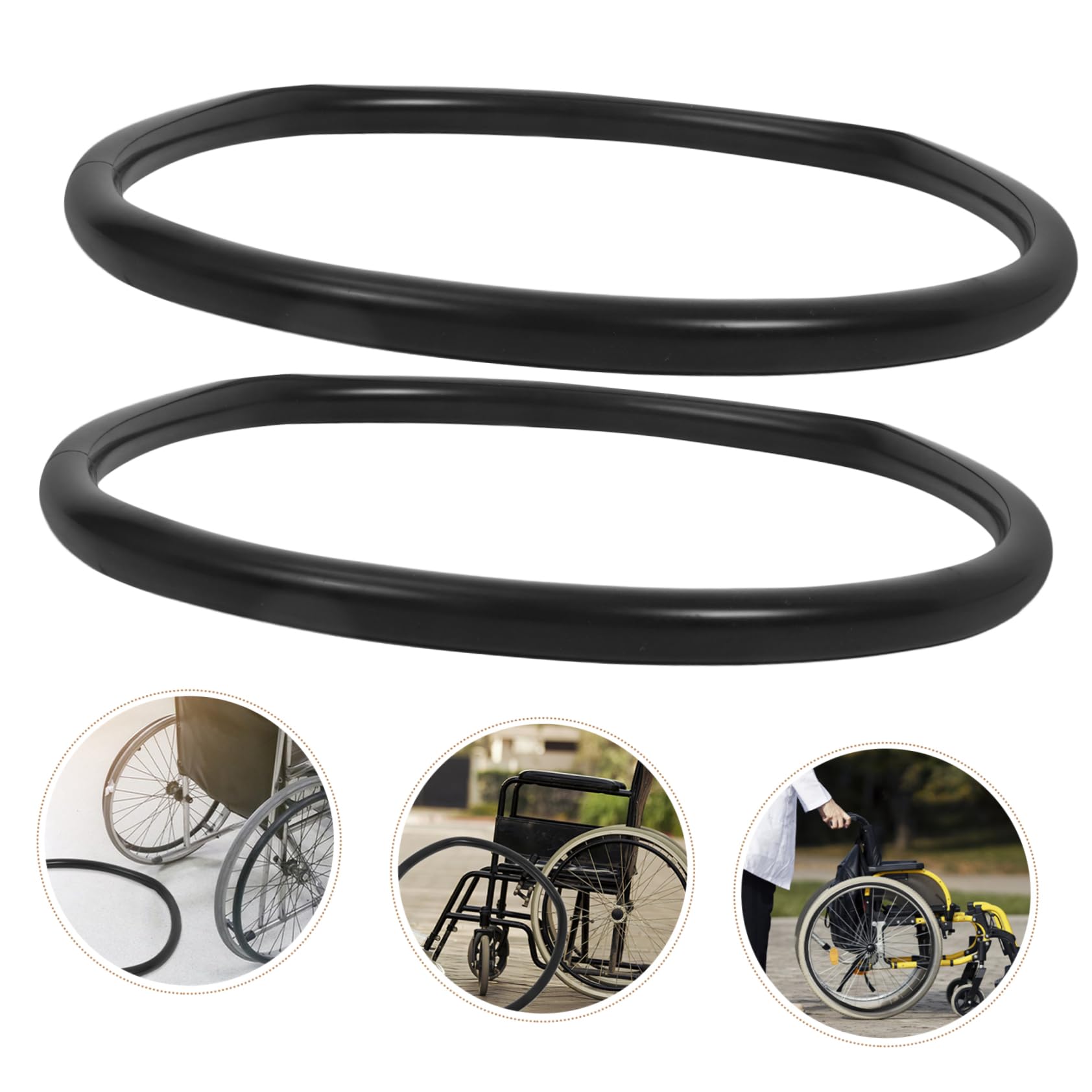 Funda de Silicona Antideslizante para Aro de Empuje de Silla de Ruedas | Negro, 1 Par, Caucho Flexible, Ajuste para Ruedas Traseras, Accesorio para Adultos