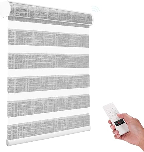 Miniatura 7 de ACMEART Persianas motorizadas de cebra con control remoto, persianas automáticas de doble capa, persianas eléctricas de filtrado de luz para oficina