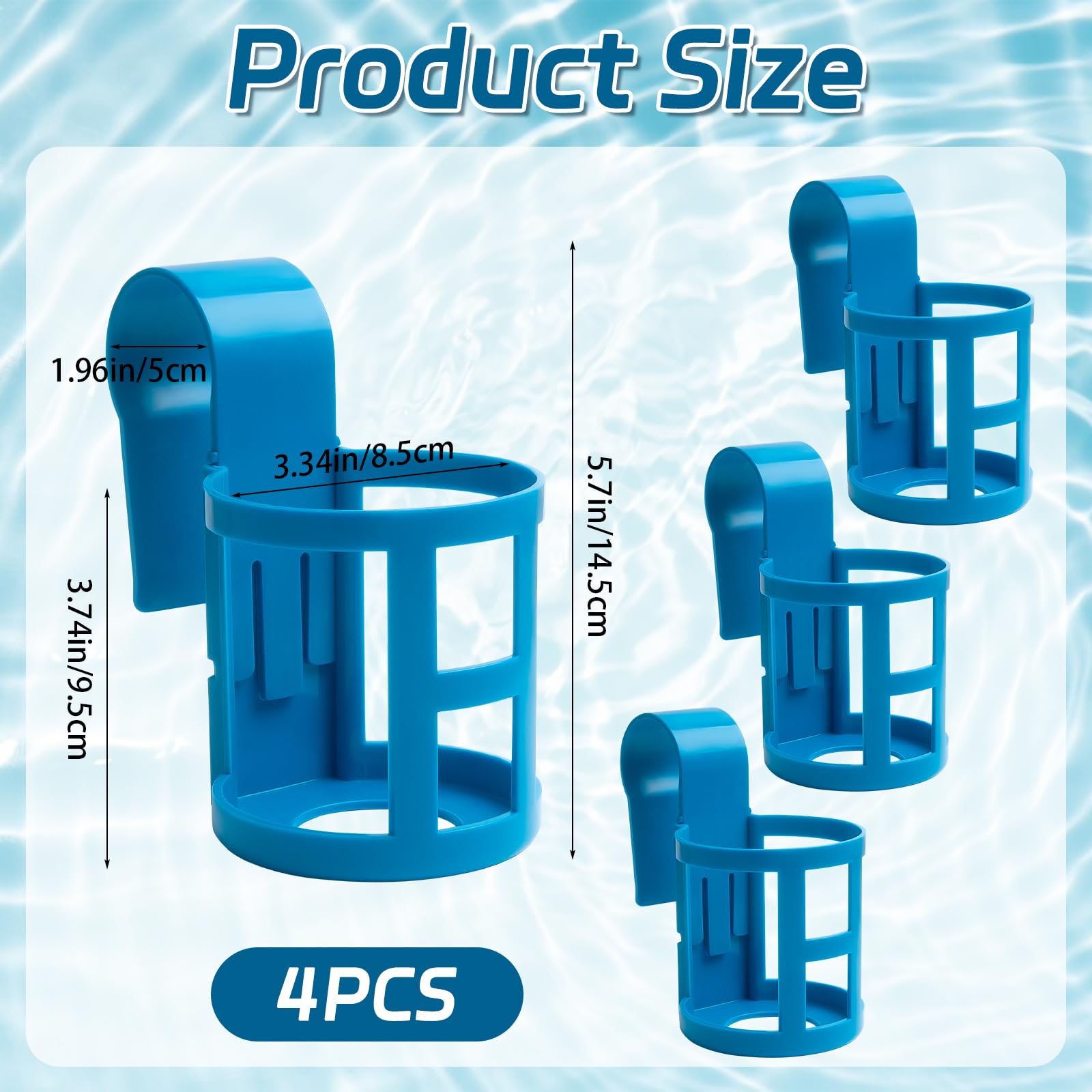 4 Piezas Soporte para Bebidas Piscina, Soporte para Bebidas para Piscina Elevada, Accesorios para Piscina, Soporte Multifuncional, Soporte para Bebidas de Plástico, Sin Derrames (Azul)