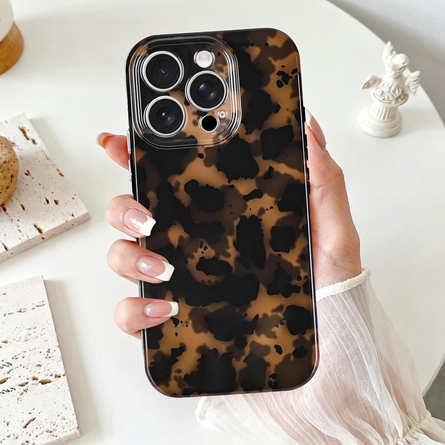 Compatible with iPhone 16 Pro Case 6.3 inch,Tortoise Shell Retro Amber Brown Cheetah Print Leopard, Classic Soft TPU Protective Shockproof Case for iPhone 16 Pro - Image 3