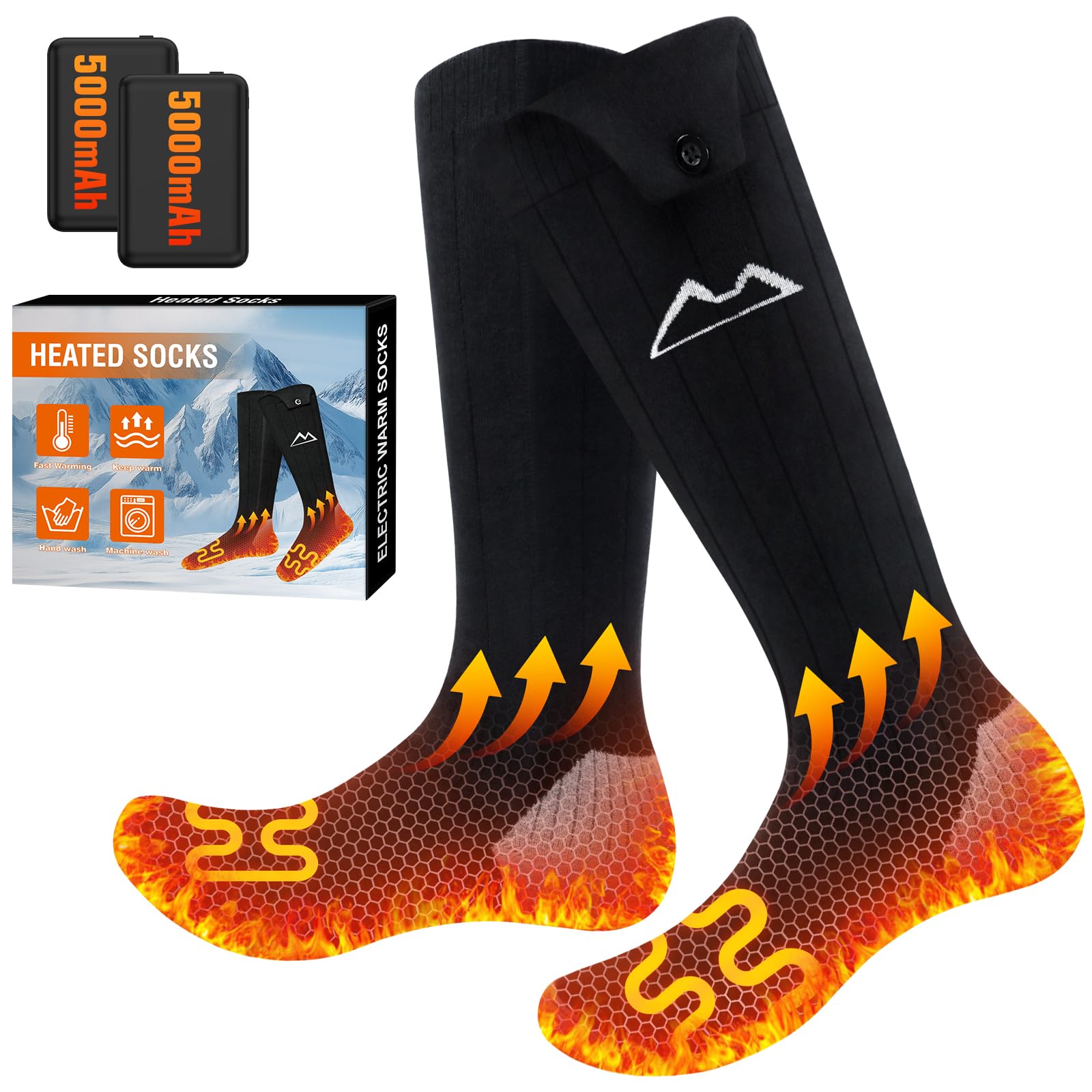 Chaussettes chauffantes pour homme et femme, chaussettes électriques pour homme et femme, lavables en machine, parfaites pour la chasse, le ski, la randonnée