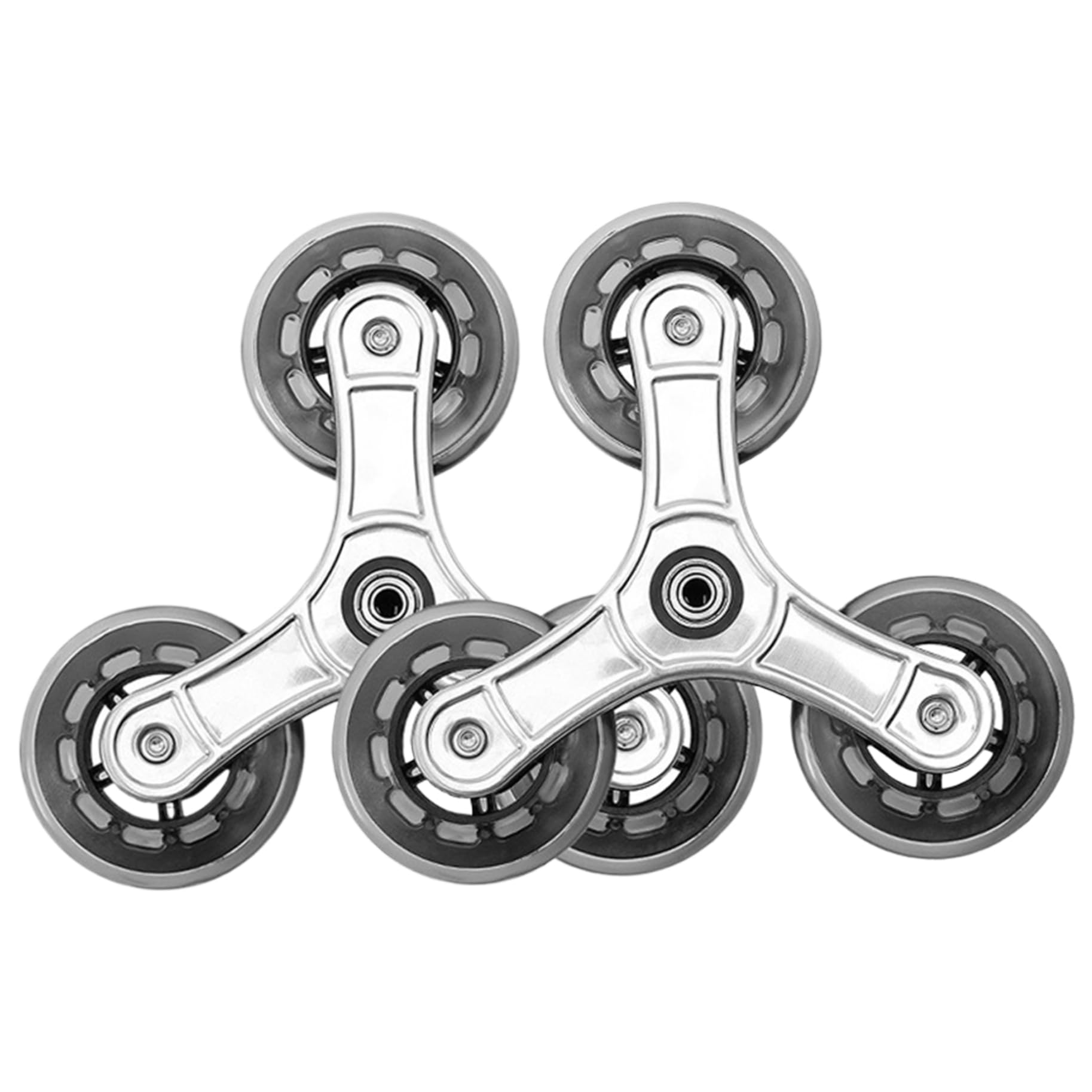 Veesper 2Pcs Stair Climbing Wheels Triangular Stainless Steel Heavy Duty Quiet Caster Wheels Replacement Rotatable Casters For Shopping Bag Trolley Cart