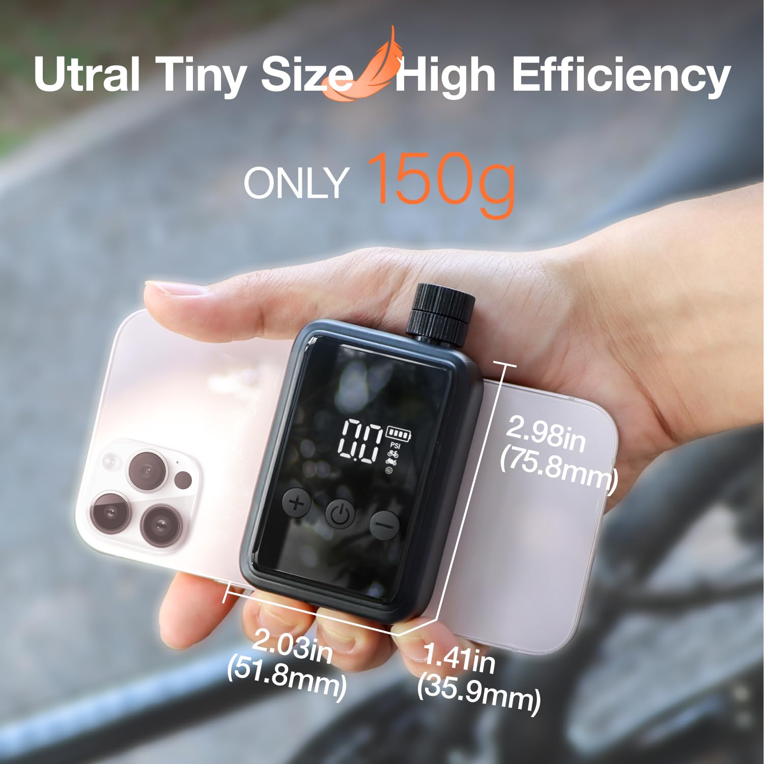 Pompe à Vélo Électrique Portable - 150 PSI, Arrêt Auto, Écran Digital | Rechargeable USB-C, Pour VTT, Vélo De Route | Mini Et Légère