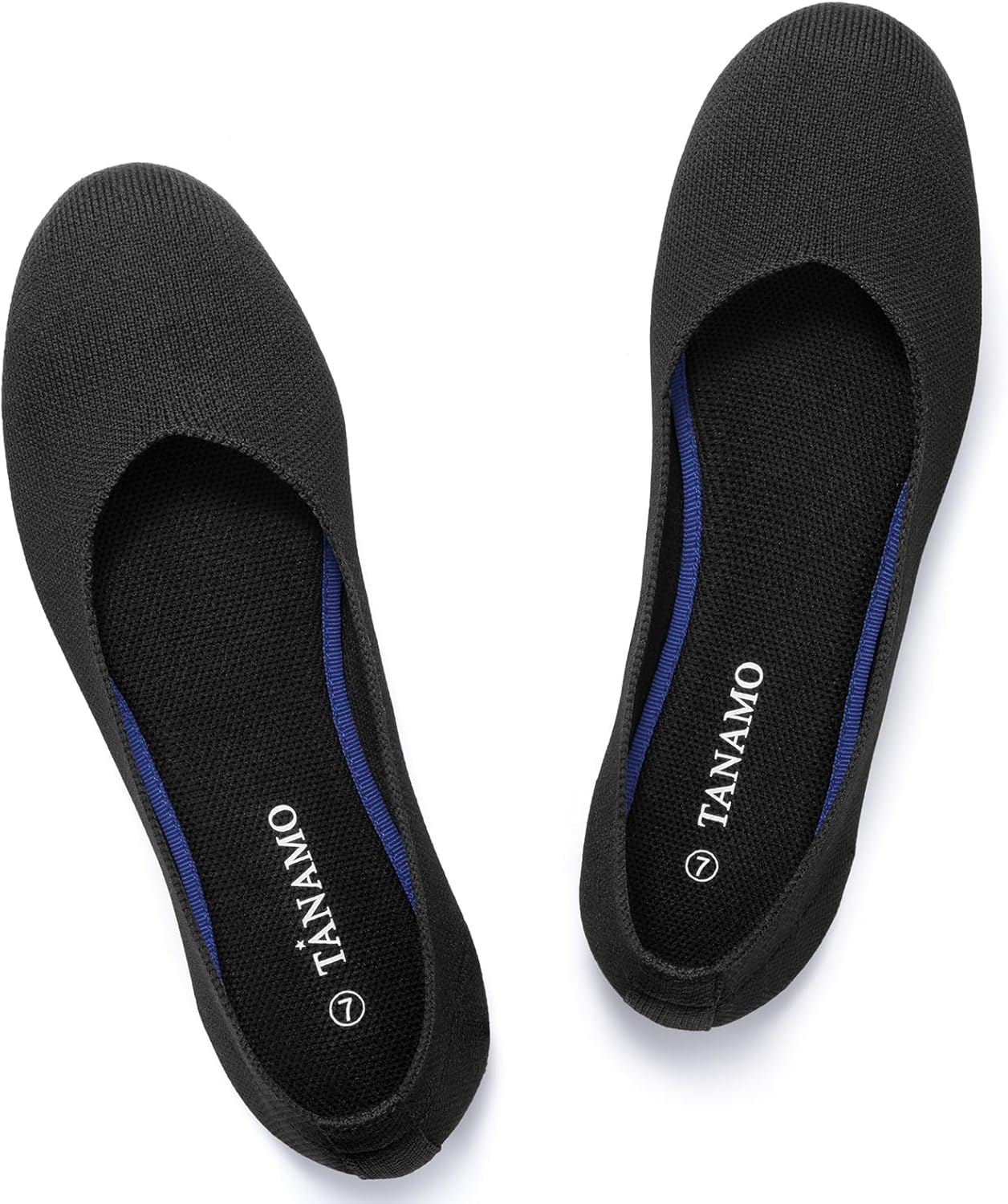 Tanamo Women's Flat Ballet Shoes Knit Flat Shoes for Women Round Toe Slip on Women Flats for Dressy Casual Office Work Wedding Comfort Soft