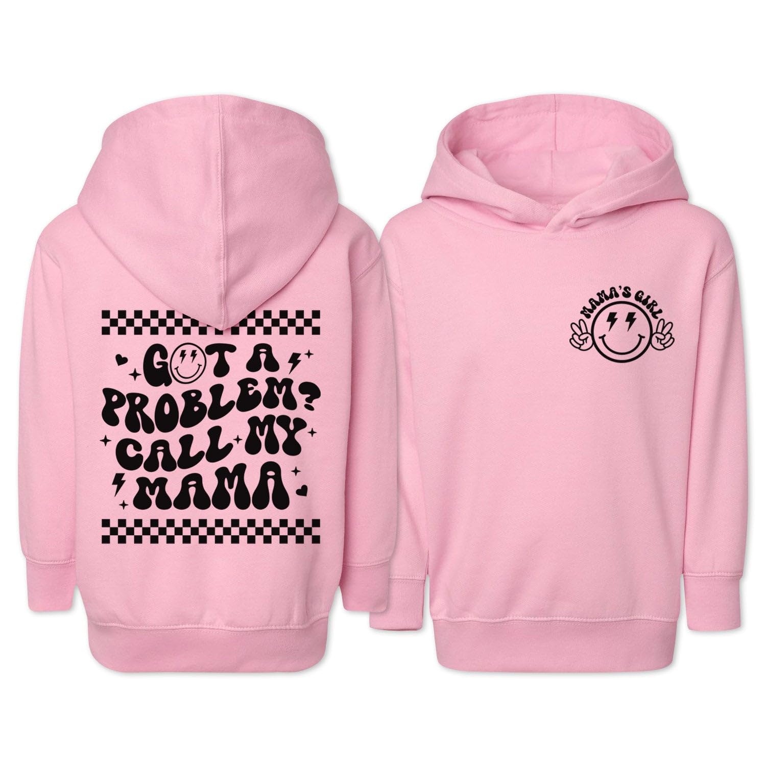 Mama's Girl Front and Back Kids Hoodie Sweatshirt Toddler 2T Light Pink