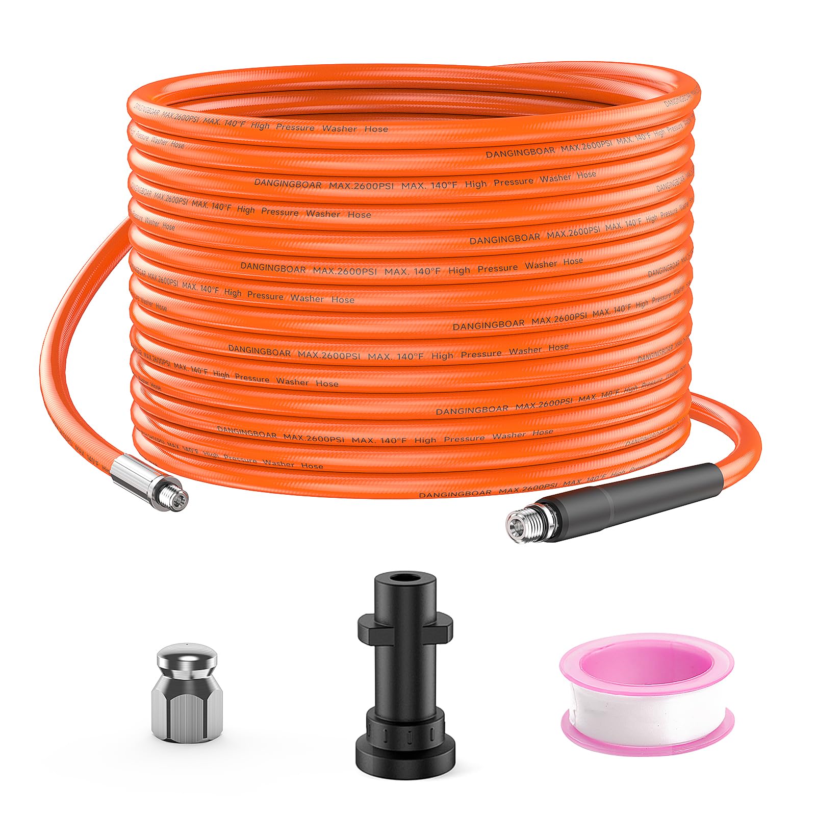 10M Sonda Sturatubi per Idropulitrice, Pulizia Tubi di Scarichi Compatibile Kärcher K2-K7 Serie Kit, Tubo Flessibile per La Pulizia Delle Fognature con Ugello a getto, 2600psi/180bar