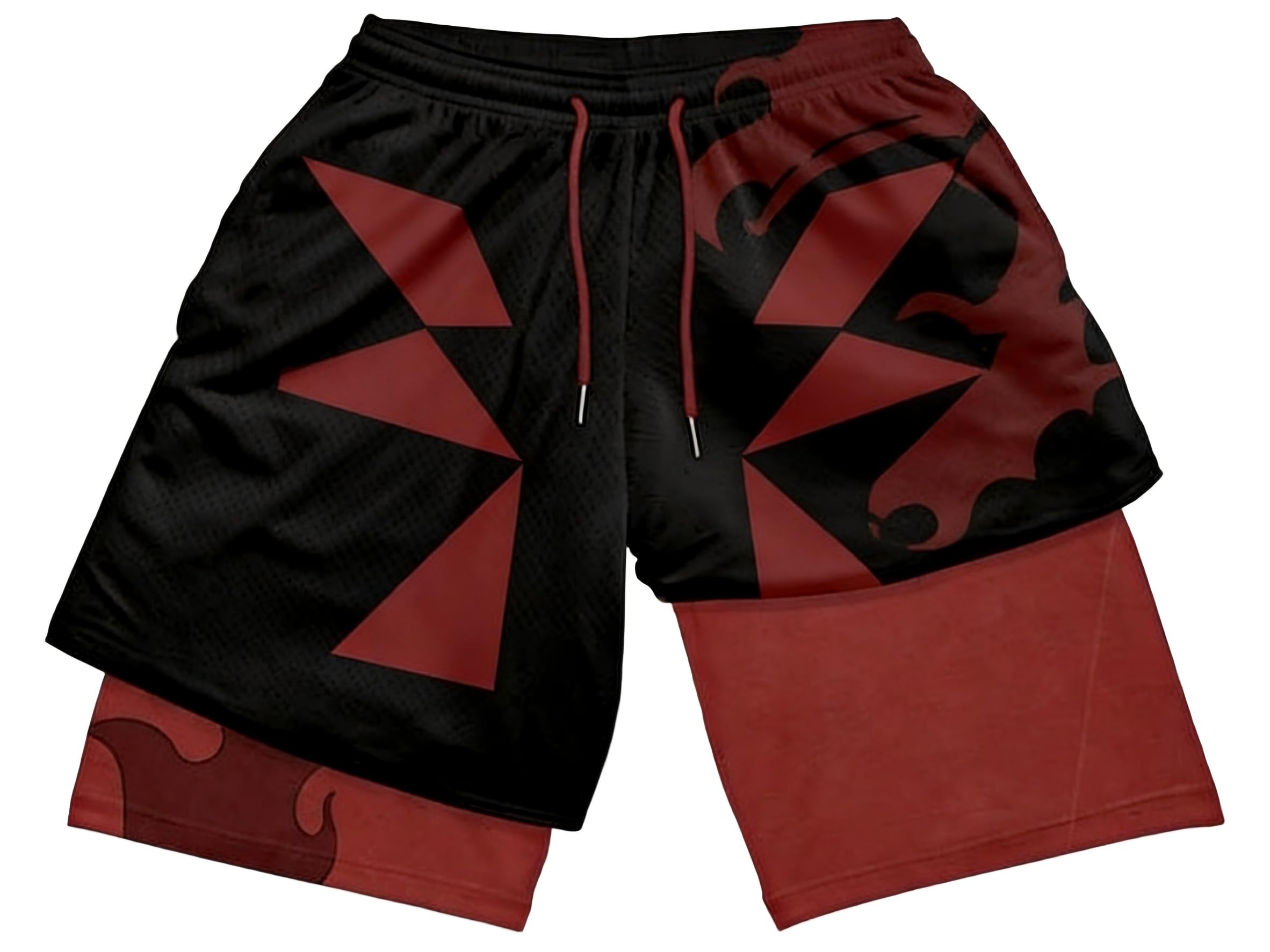 2 in 1 Anime Shorts for Men Gym Running Shorts Quick Dry Athletic Shorts with Compression Liner Workout Shorts