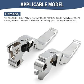Motorcycle Levers Brake Clutch Handle Lever Adjustable Fit for Harley 1996-2007 Touring Road King Electra Glide Road Glide Street Glide 96-03 Sportster XL 96-17 Dyna Softail (Short, Chrome)