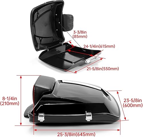Miniatura 3 de HECASA Maletero de afeitar con respaldo plano compatible con Harley Davidson Touring Road King 1997-2024, Road Electra Street Glide, CVO,