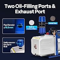 Vista 7 de VIVOHOME 1 bomba de vacío HP 9.6 CFM de doble etapa HVAC y medidor de colector de CA de 4 vías con detector de fugas mangueras de 5 pies
