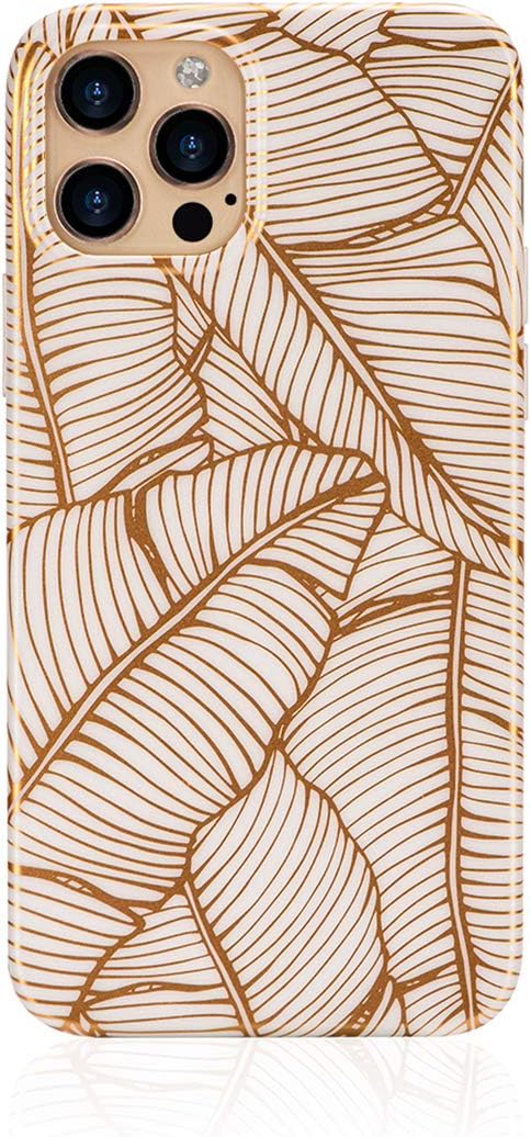 Selendis Compatible iPhone 12 Pro Max Case, Gold Leaves Tropical Floral TPU Cover/Shell, Lightweight with Enhanced Protection