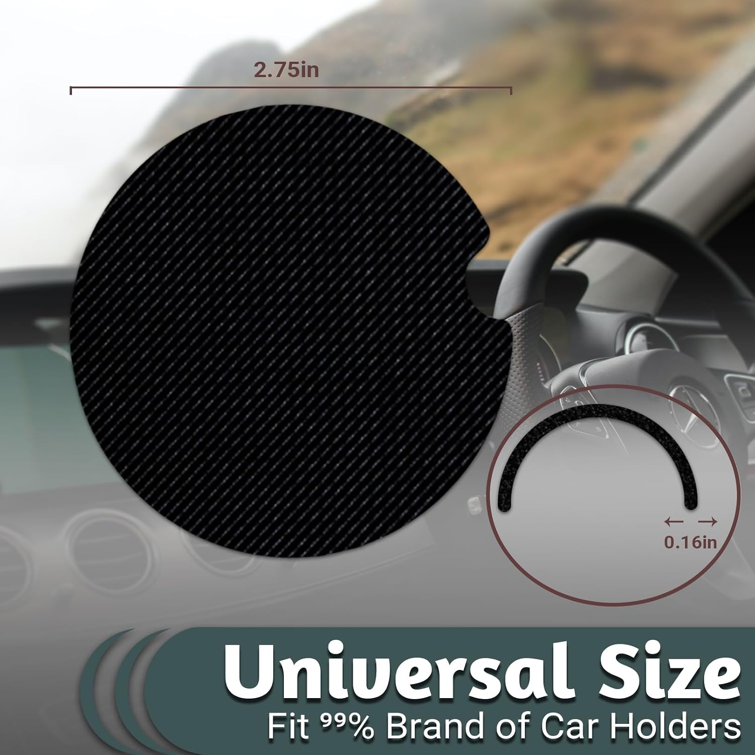 Yonlevres Car Coasters for Cup Holders, Vintage Bookshelf, 2 Pack image 3