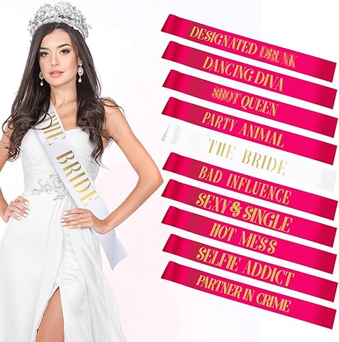 Miniatura 8 de LEIFIDE Paquete de 10 bandas para novia y dama de honor, regalos divertidos de equipo, decoraciones para mujer, novia, dama de honor, suministros de