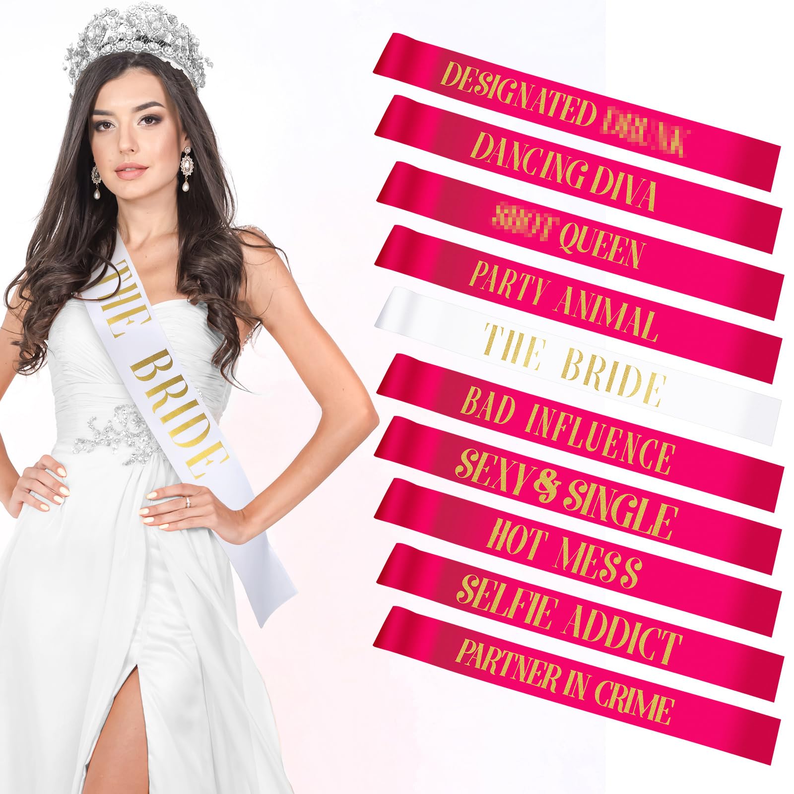 LEIFIDE 10 Pack Bride and Bridesmaid Sash Set Wedding Bachelorette Funny Team Gifts Sash Decorations for Woman Bride Bridesmaid of Honor Party