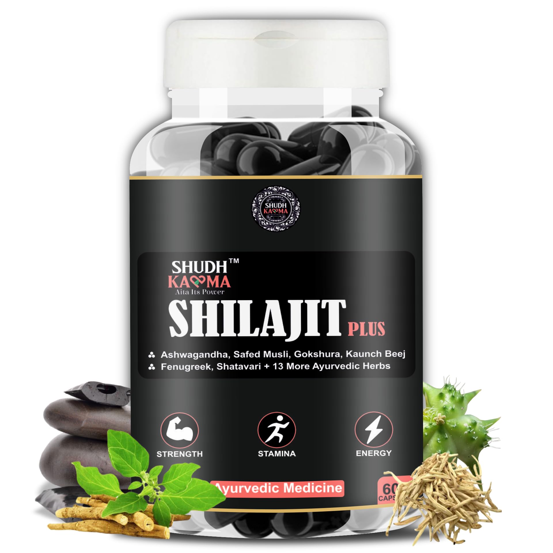 Shudh Kaama Shilajit Plus - AYUSH certified Original Himalayan Shilajit with Ashwagandha, Gokshura, Safed Musli for Strength & Muscle Gain - 60 Capsules (B0CZRDGQS5) Amazon Price History, Amazon Price Tracker