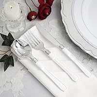 Vista 2 de Efavormart - 25 tenedores de plástico con mango blanco de 7 pulgadas para bodas, fiestas, banquetes, eventos, bufés de dulces, colección antigua