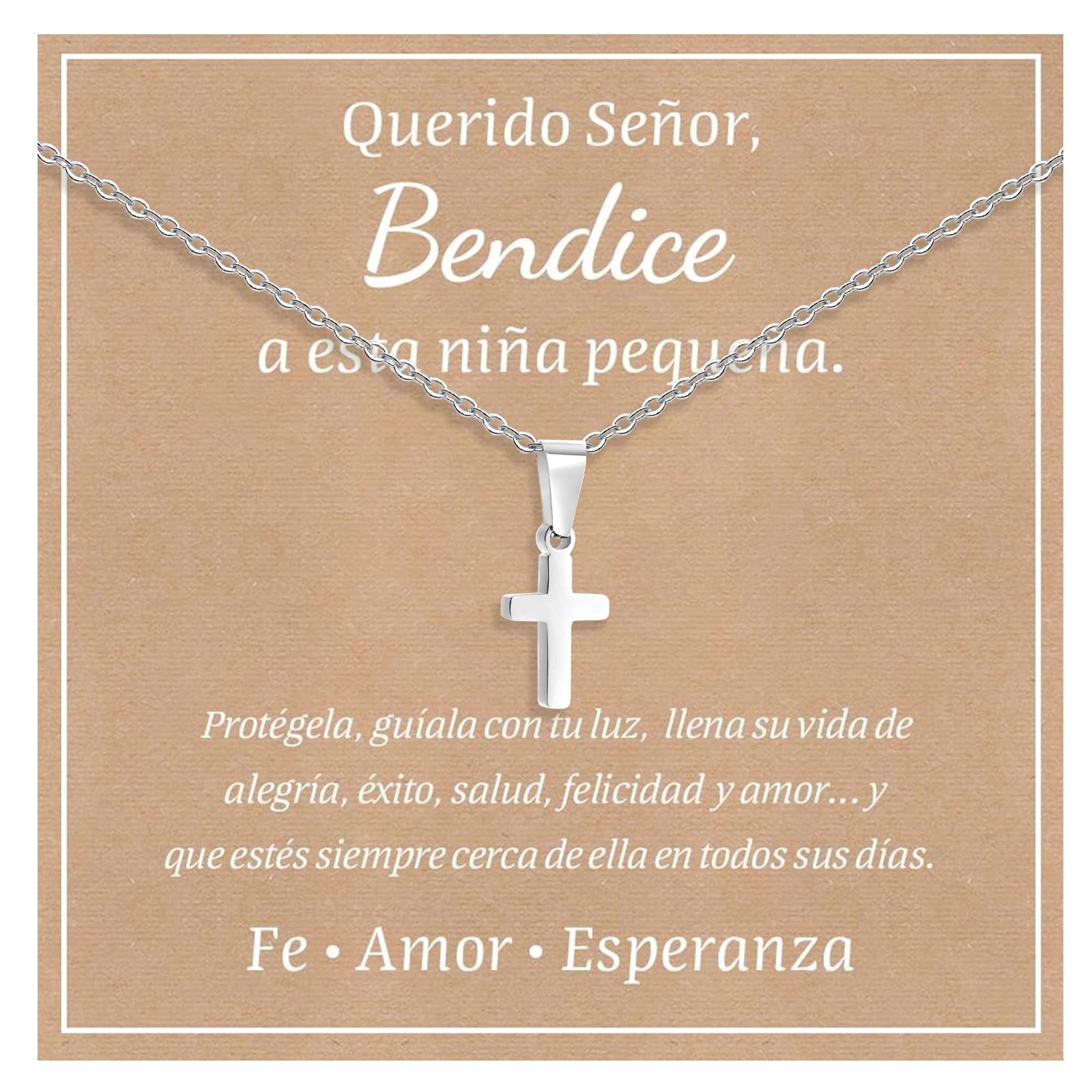 Regalos Comunion Niña Niño - Colgantes Cruz Cadena de Acero Inoxidable 316L en Plateado u Dorado, Collar para Navidad Cumpleaños, Regalo de Bautizo primera comunión y Confirmación para Niños Niñas
