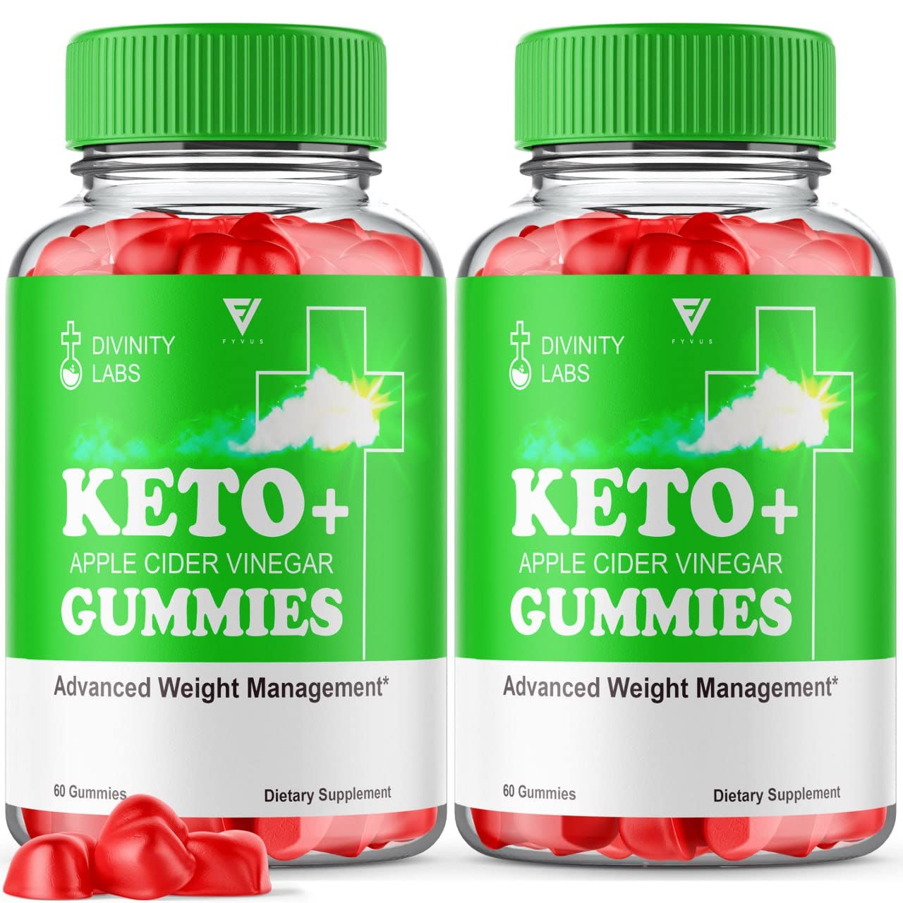 (2 Pack) Divinity Labs Keto Gummies for Weight Loss - Divinity Labs Keto ACV Gummies Advanced Reviews 525mg, DivinityLab Keto Plus Apple Cider Vinegar Supplement (120 Gummies)