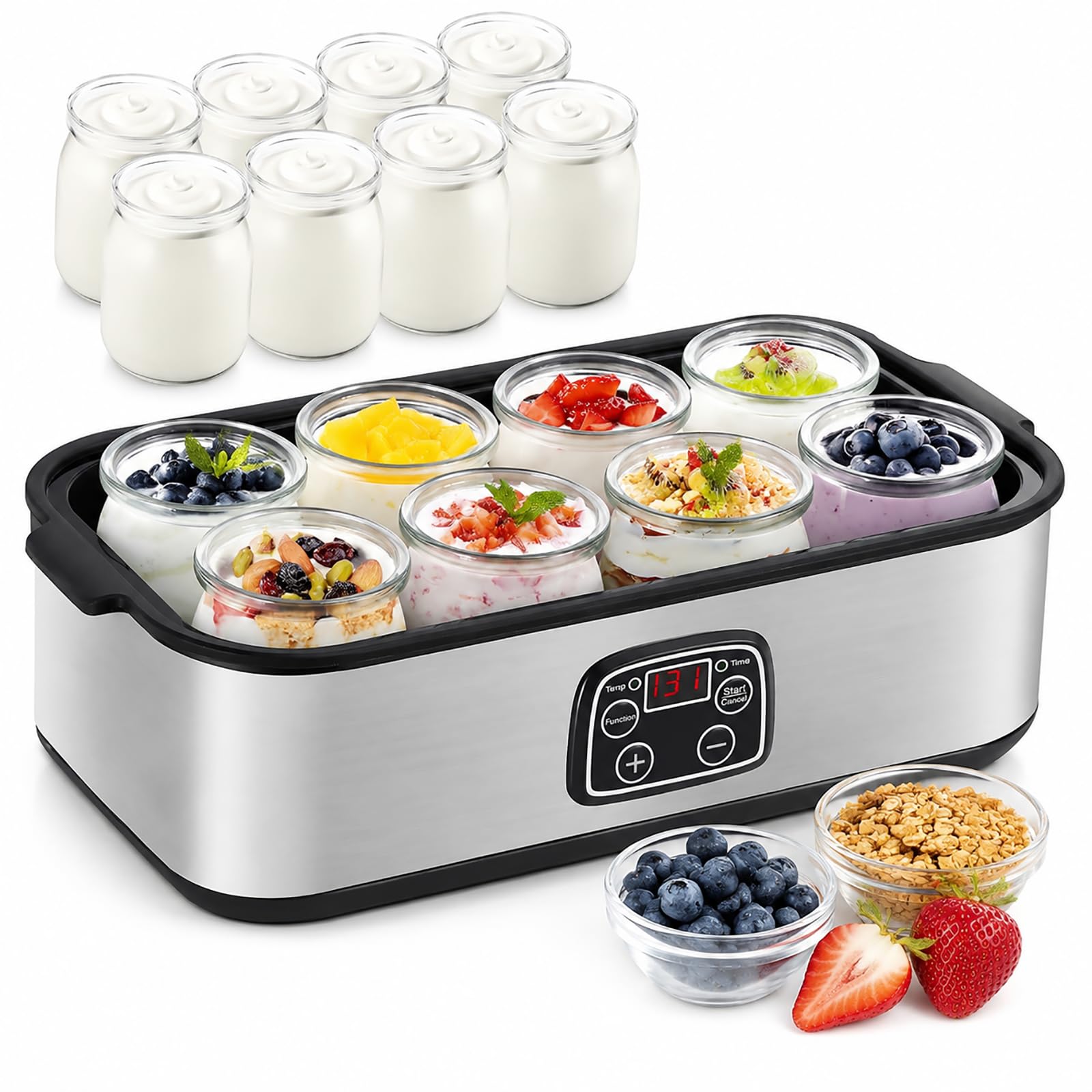 Yaourtière avec 8 pots en verre de 180 ml, 1400 ml