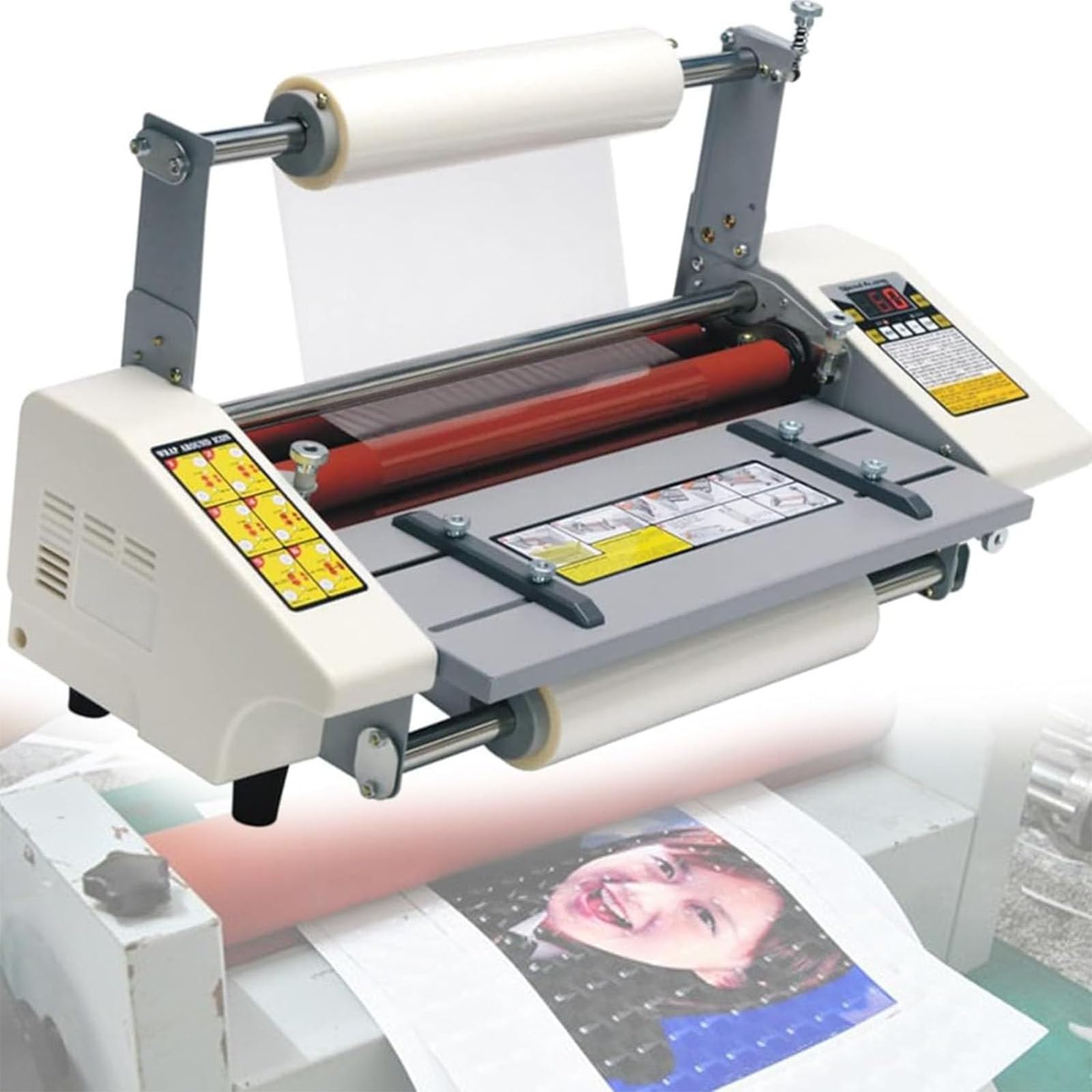 Laminator rolkowy na gorąco i zimno, laminator termiczny, maszyna do laminowania jednostronnego i dwustronnego, do dokumentów, zdjęć, kart